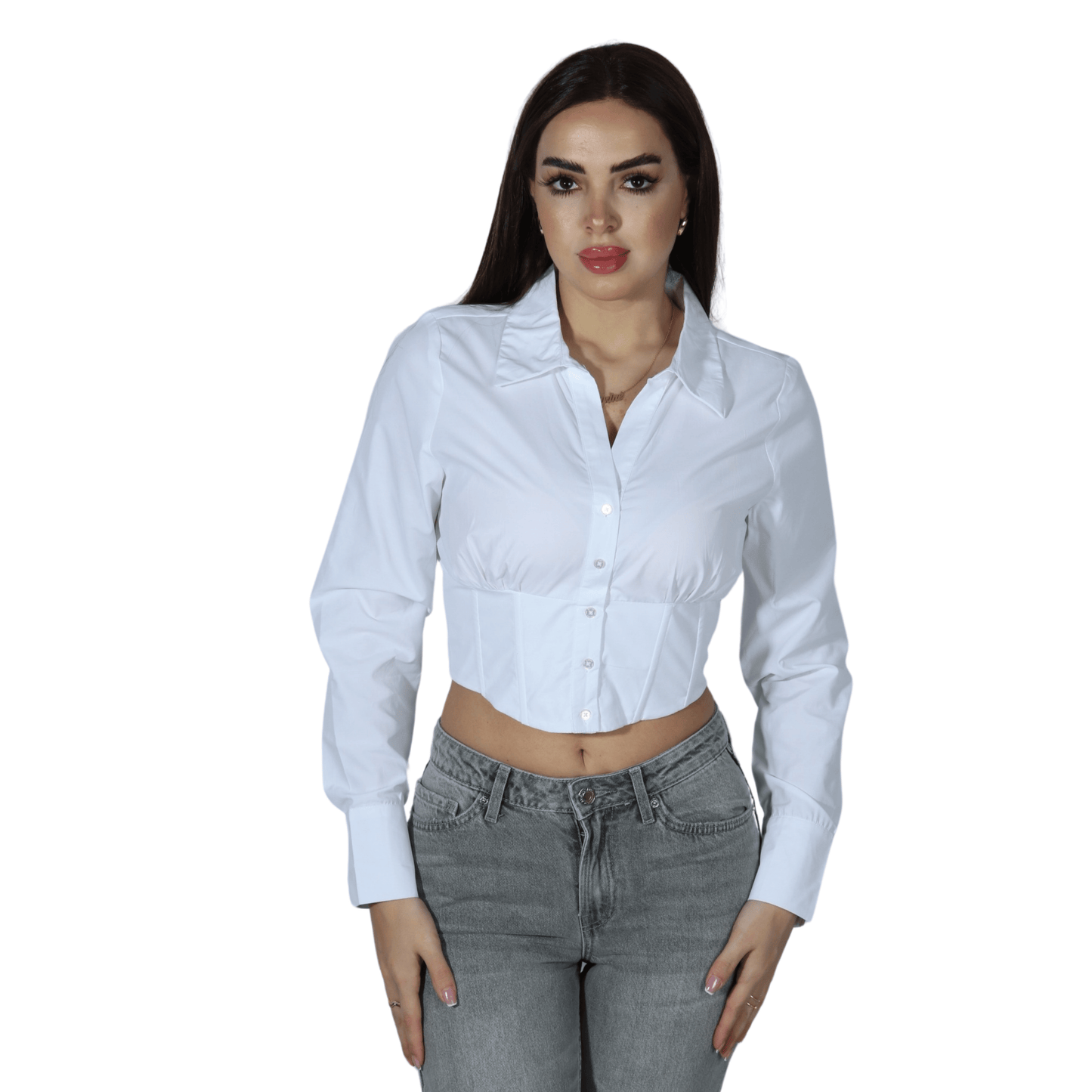 FB SISTER Womens Tops M / White FB SISTER - Corset DesignLong Sleeves Shirts