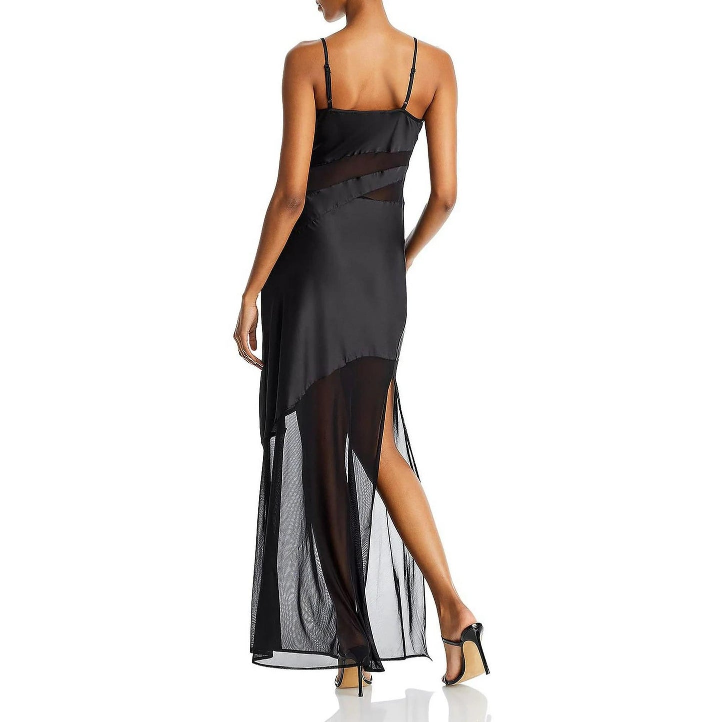 FRENCH CONNECTION Womens Dress S / Black FRENCH CONNECTION - Women's Satin Mesh Slip Dress