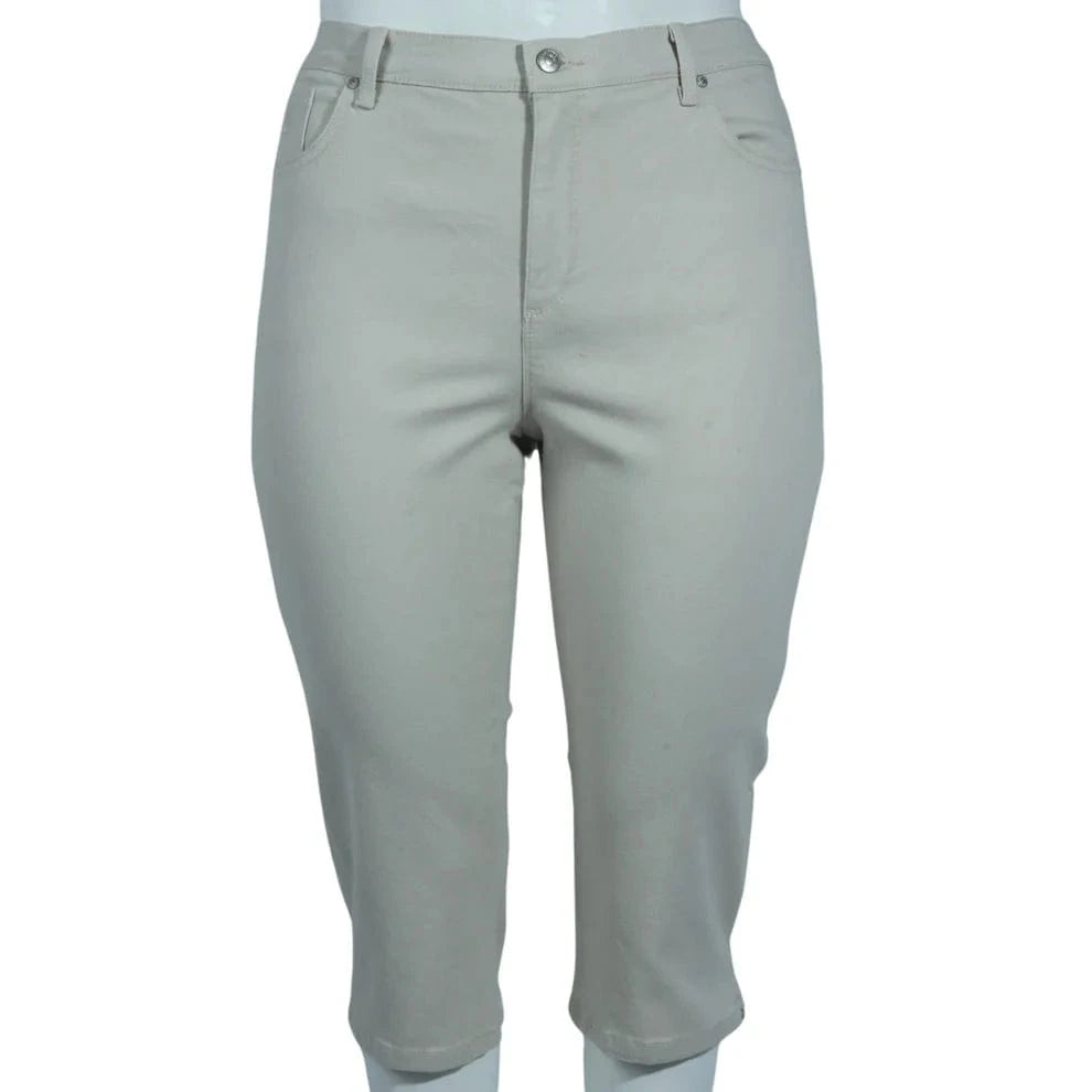 GLORIA VANDERBILT Womens Bottoms Petite XL / Off-White GLORIA VANDERBILT - Classic High-Rise Capri Jeans