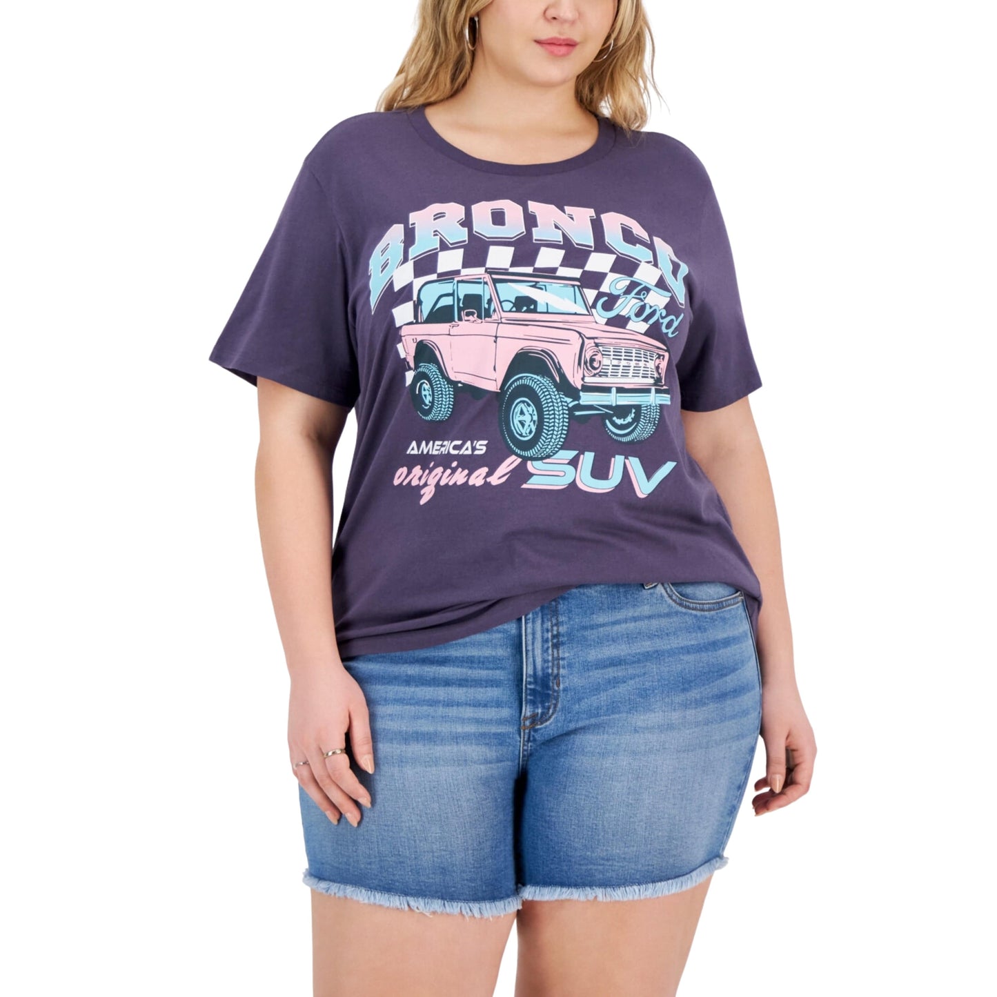 GRAYSON / THREADS Womens Tops XXXL / Purple GRAYSON / THREADS - Bronco Checker Graphic T-Shirt