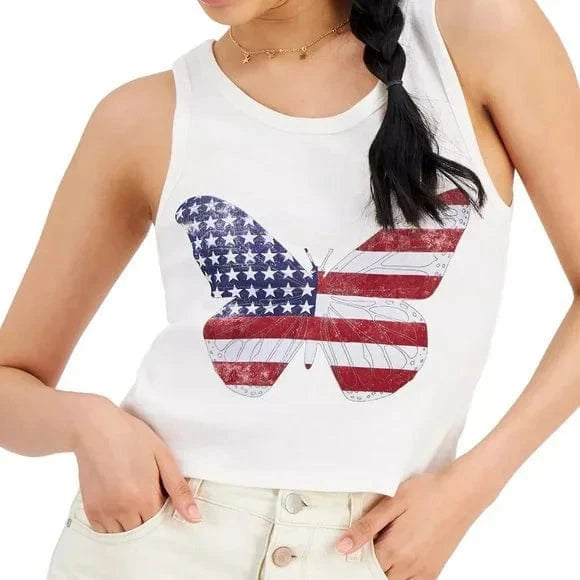 GRAYSON / THREADS Womens Tops GRAYSON / THREADS - Usa Butterfly Graphic-Print Tank Top