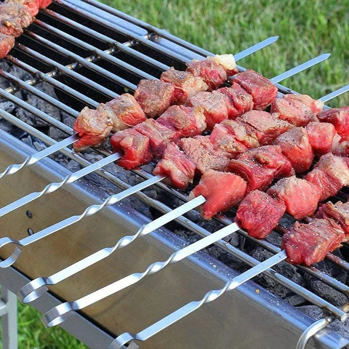 GRILL MEISTER Barbecue & Accessories Silver GRILL MEISTER - 6 PCS BBQ Grill Kabob Stainless Steel