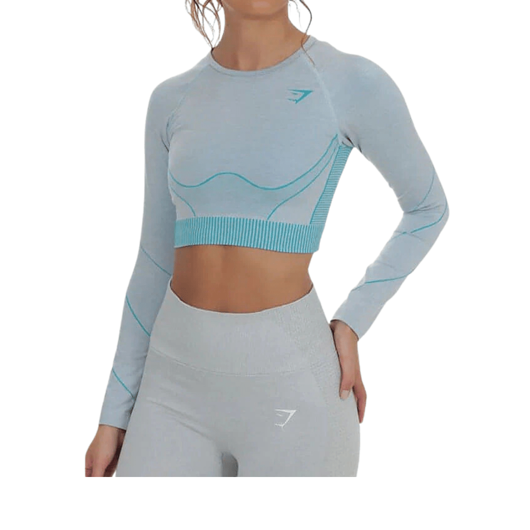 GYMSHARK Womens sports XS / Multi-Color GYMSHARK - Long Sleeve Crop Top
