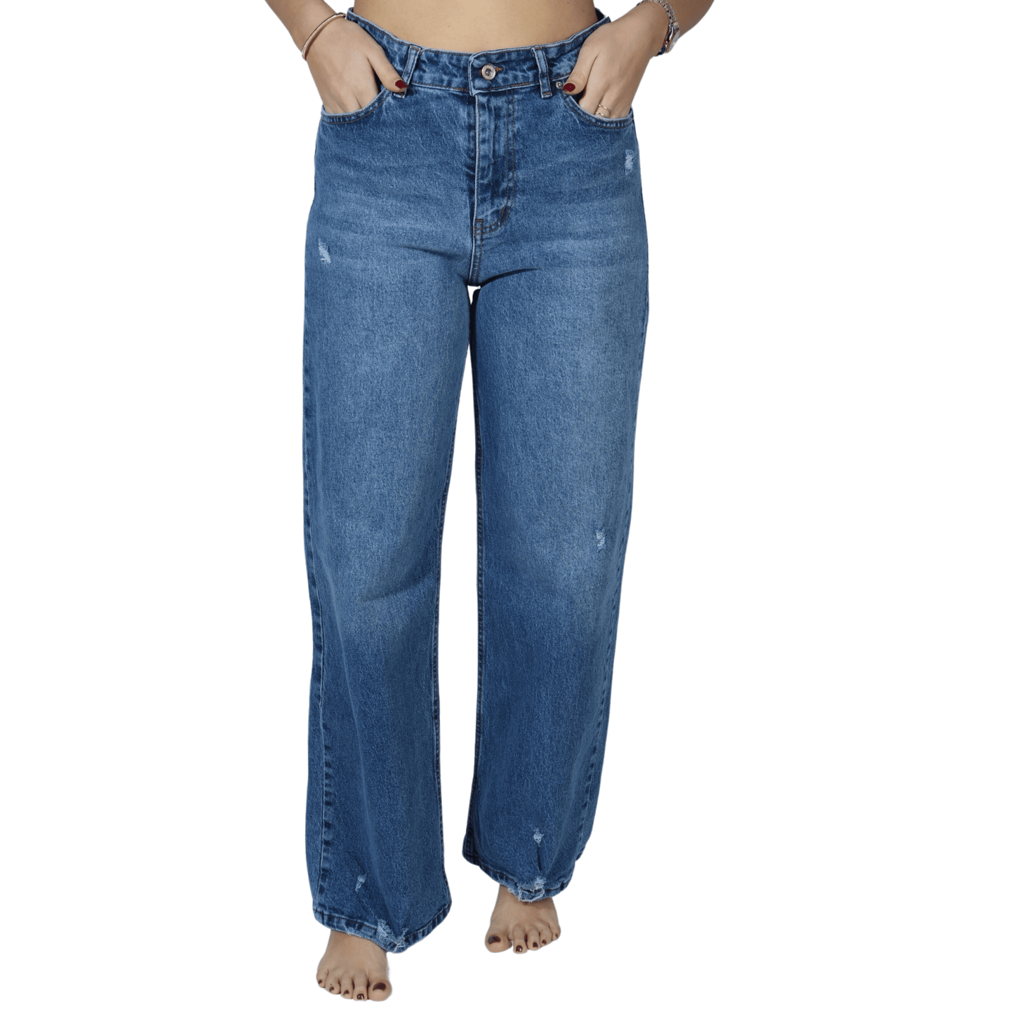 HAPPY PINK Womens Bottoms M / Blue / 36 HAPPY PINK - Pull-Over Casual Jeans