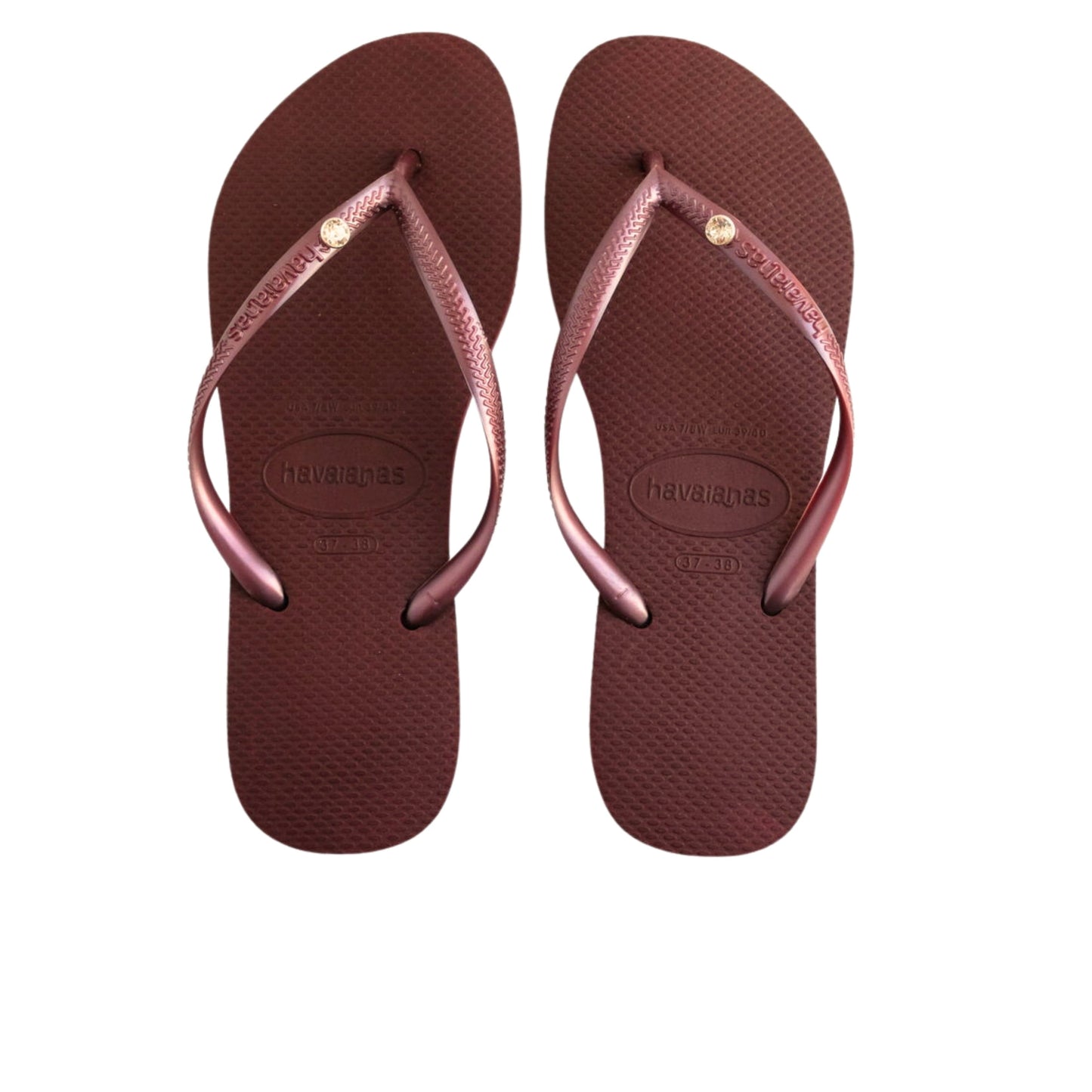 HAVAIANAS Kids Shoes 35 / Burgundy HAVAIANAS - Kids - Slim Crystal Swarovski Flip Flops