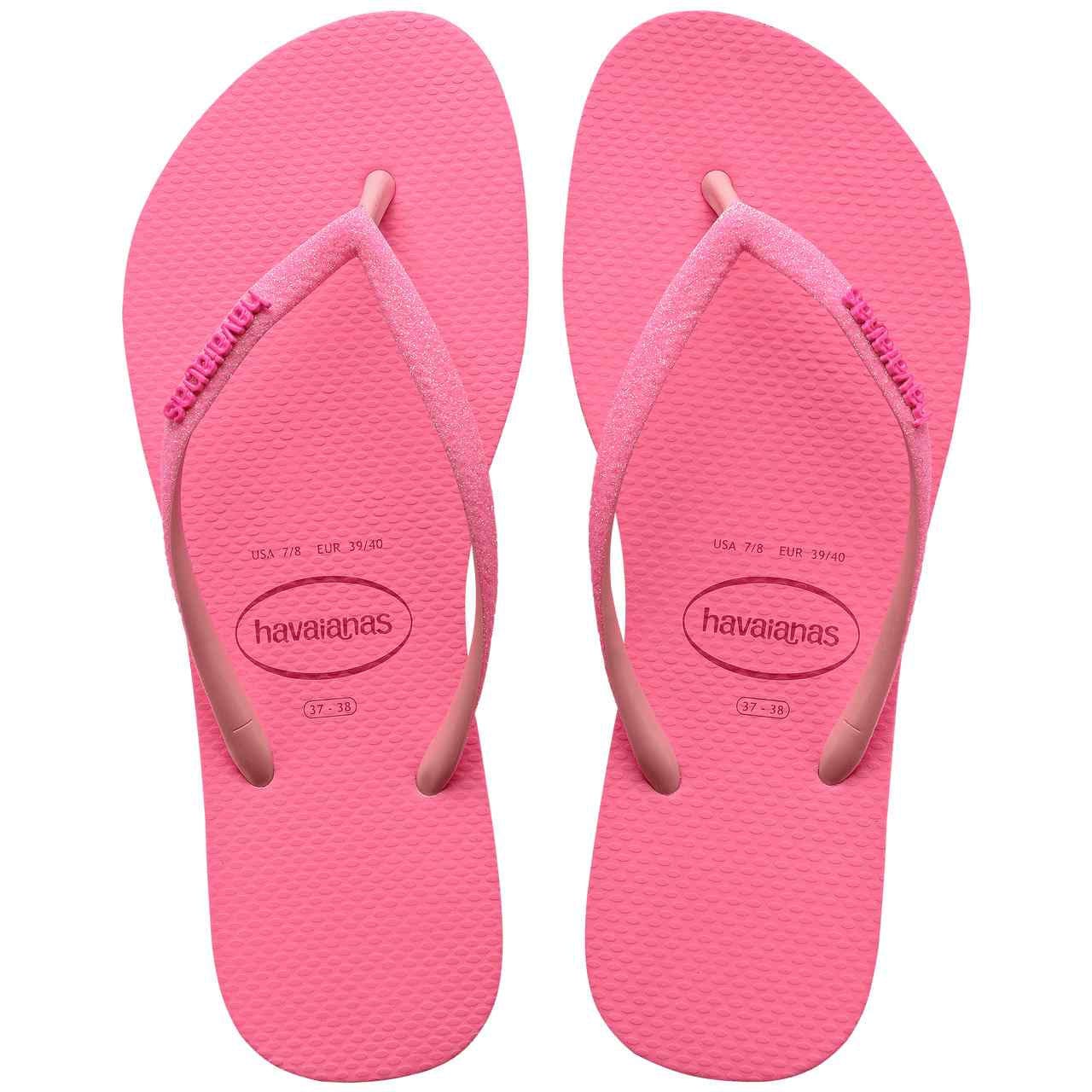 HAVAIANAS Kids Shoes 35 / Pink HAVAIANAS - Kids - Slim Glitter Neon Flip Flops