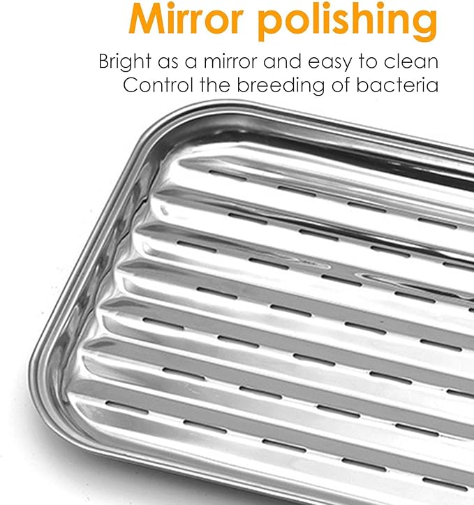 HOME DESIGN Barbecue & Accessories Silver HOME DESIGN - Stainless Steel Grill Pan, Rectangular Vegetable Grill
