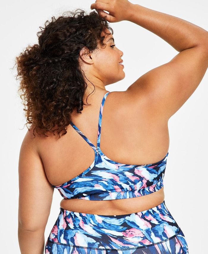 IDEOLOGY Womens sports IDEOLOGY - Plus Size Brushstroke-Print Low-Impact Sports Bra