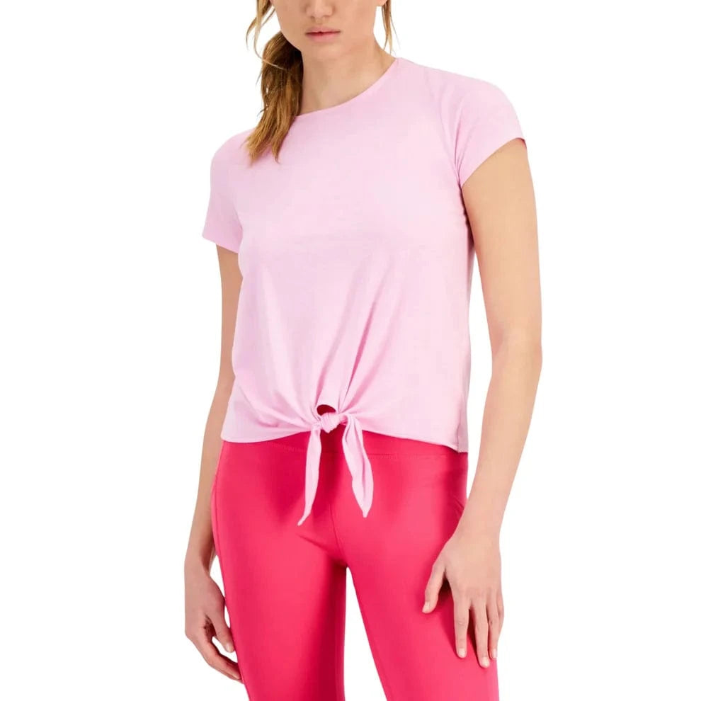 IDEOLOGY Womens Tops M / Light Pink IDEOLOGY - Petite Short Sleeve Classic Tiefront
