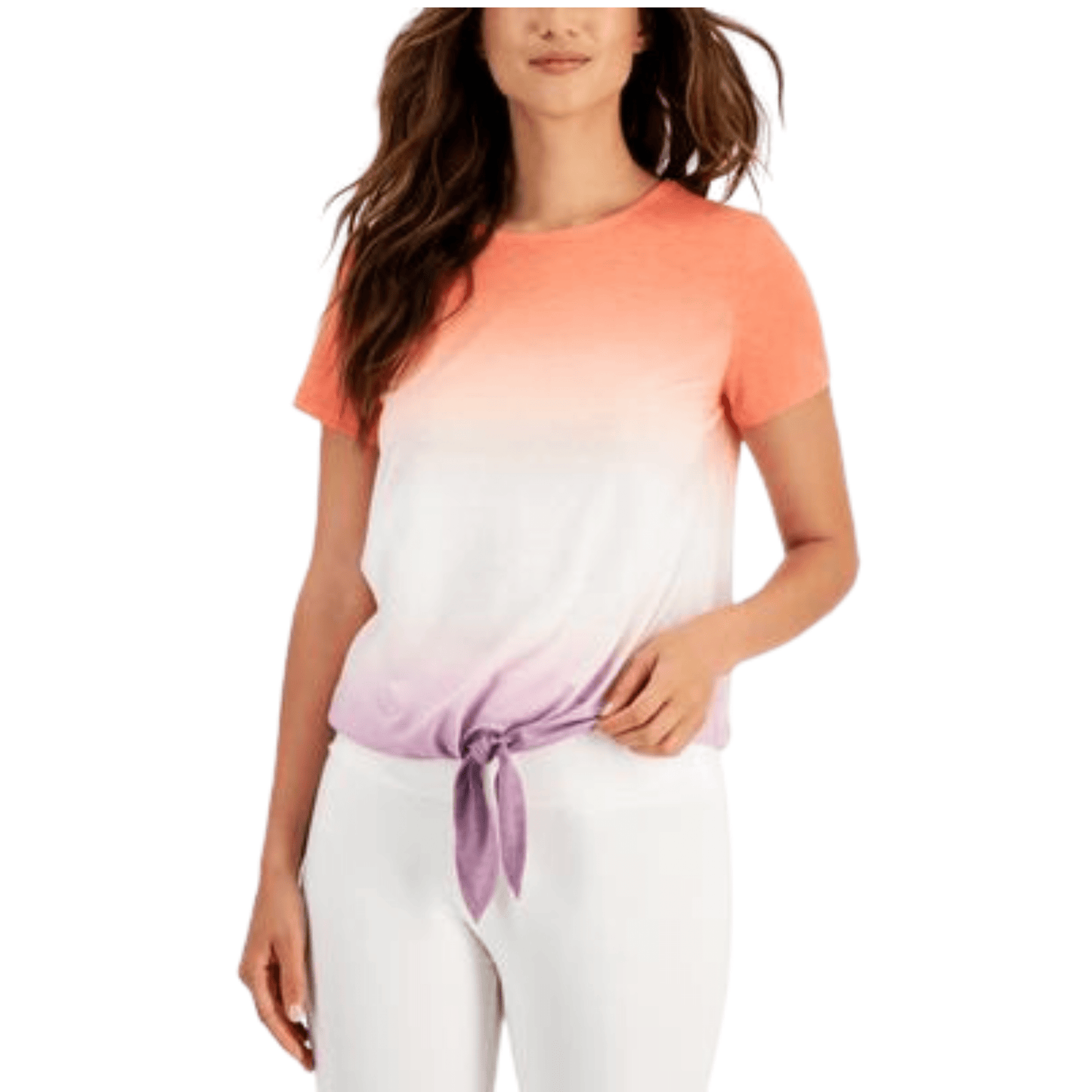 IDEOLOGY Womens Tops L / Multi-Color IDEOLOGY - Tropical Fade Tie Front T-Shirt