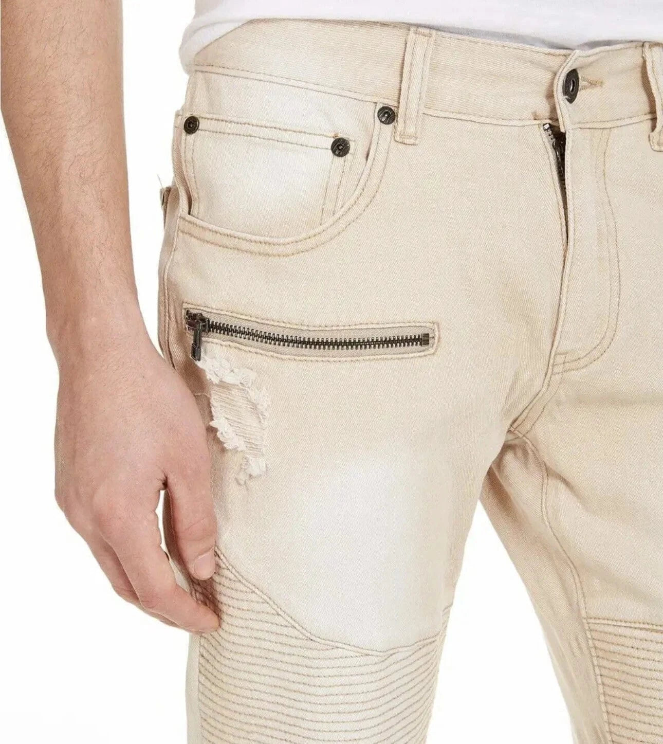 INC INTERNATIONAL CONCEPTS Mens Bottoms 33W x 30L / Beige INC - Denim Distressed Moto Denim