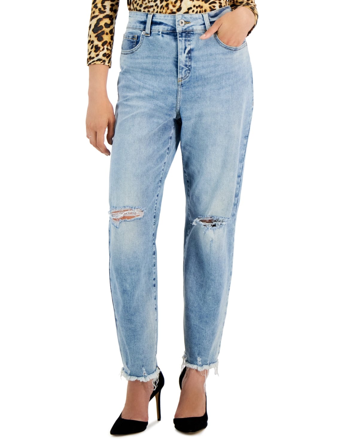 INC INTERNATIONAL CONCEPTS Womens Bottoms L / Blue INC - Curvy High-Rise Straight-Leg Jeans