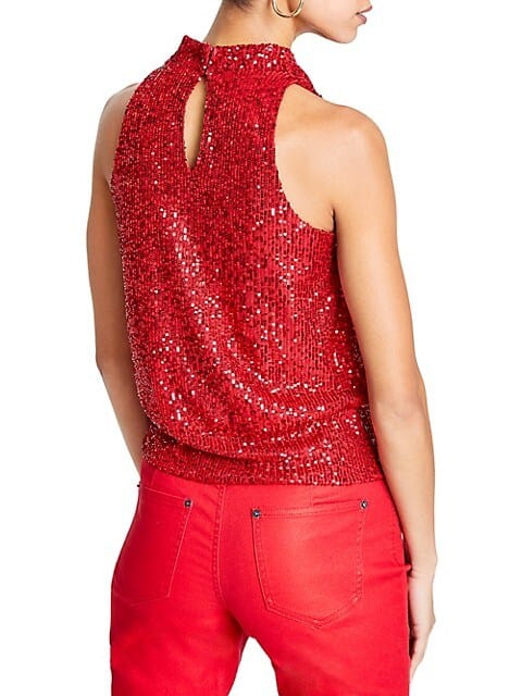 INC INTERNATIONAL CONCEPTS Womens Tops XS / Red INC INTERNATIONAL CONCEPTS - Sequin Shine Halter Top