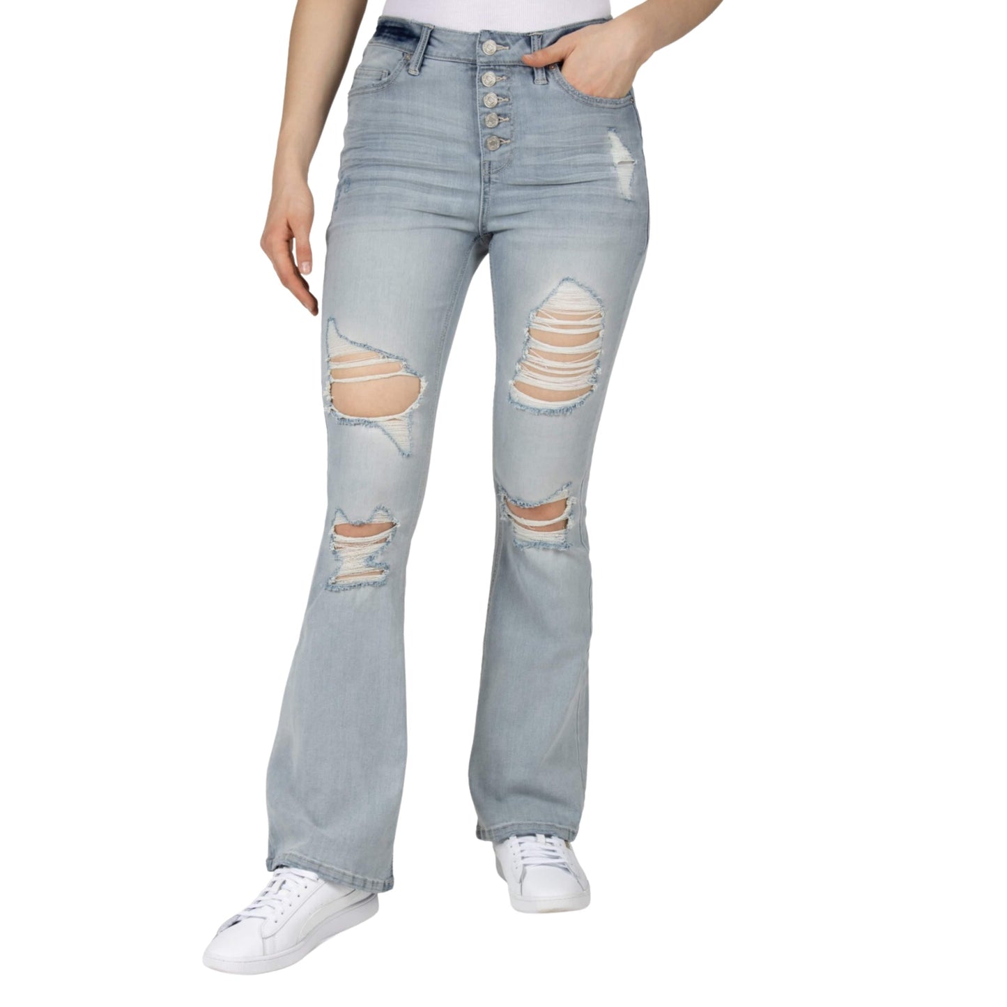 INDIGO REIN Womens Bottoms S / Light Blue INDIGO REIN - 5-Button Bootcut Jeans