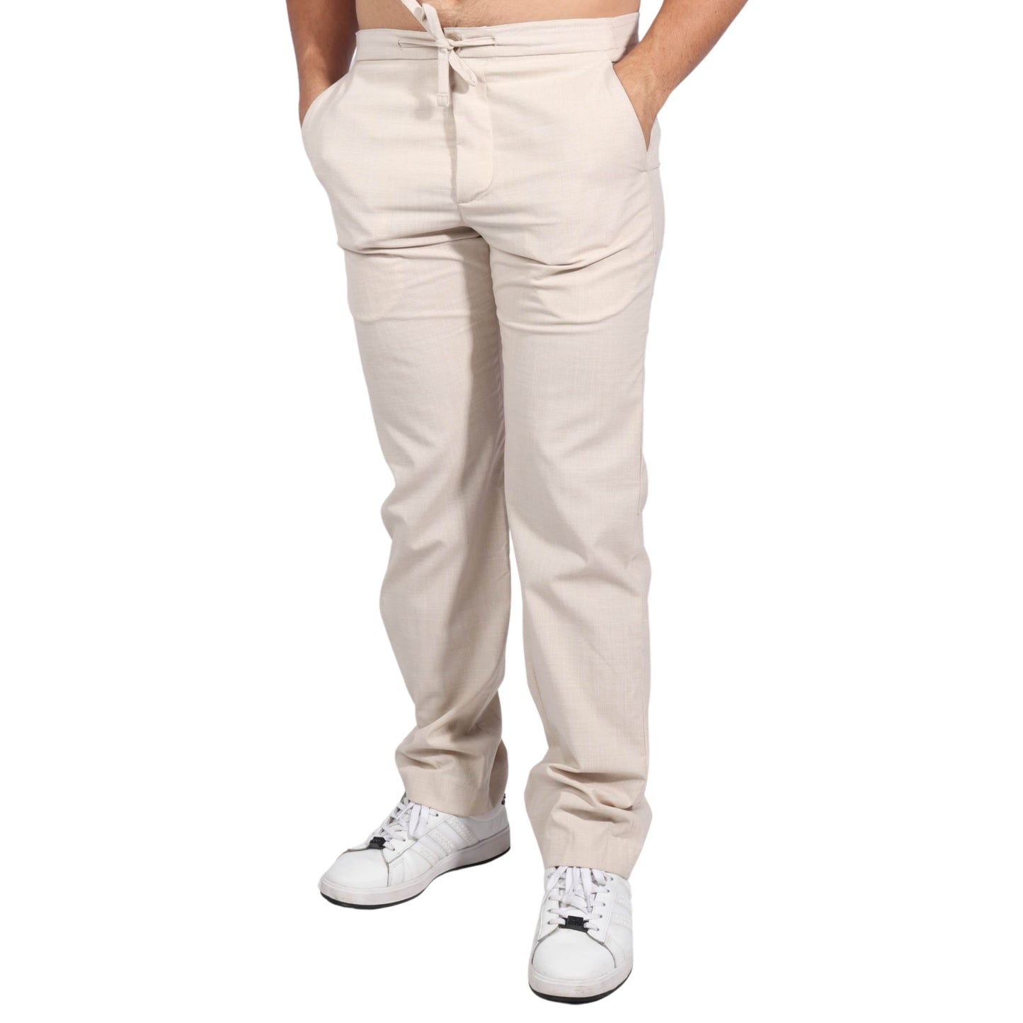 J. FERRAR Mens Bottoms S / Beige J. FERRAR - Relaxed Pure Linen Trousers