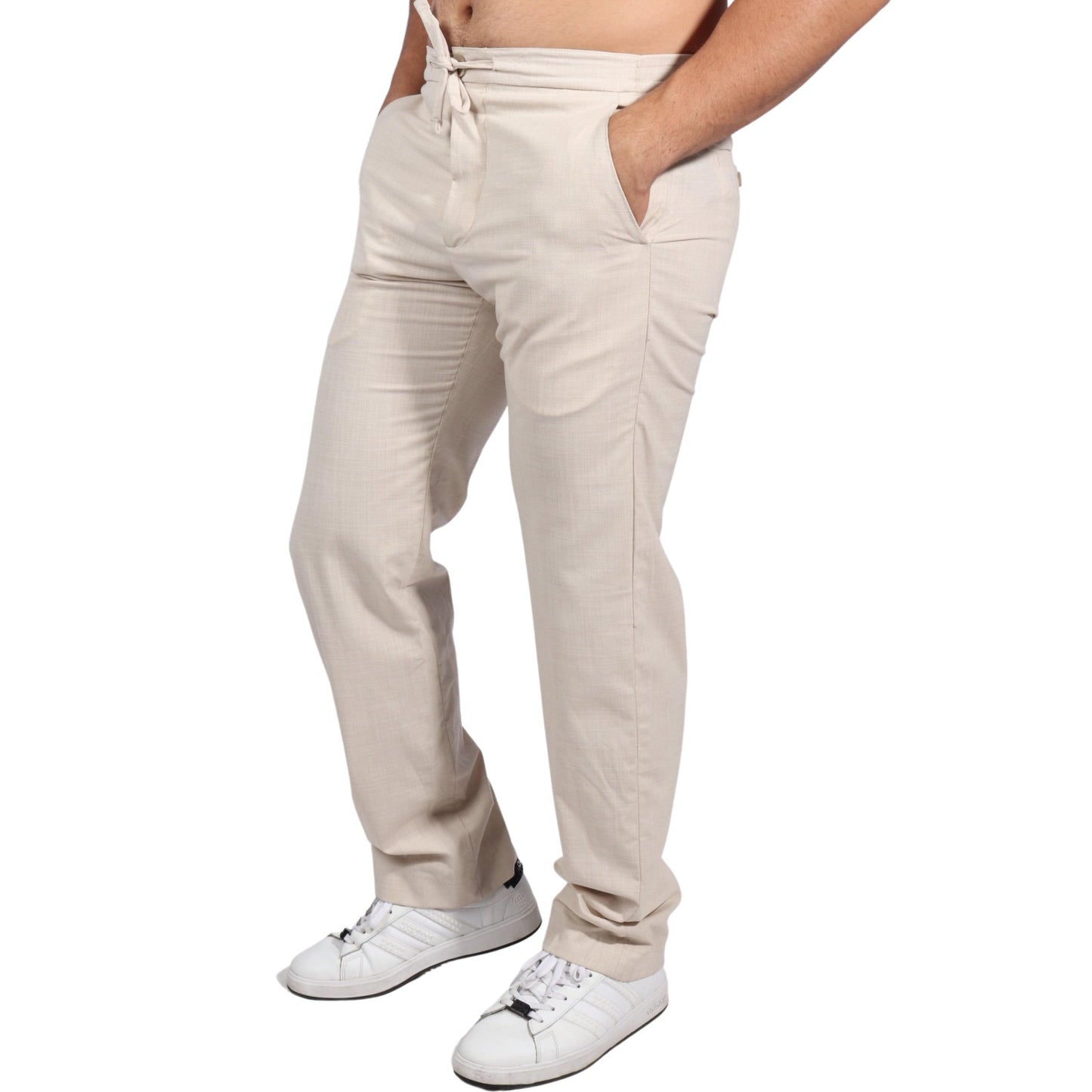 J. FERRAR Mens Bottoms S / Beige J. FERRAR - Relaxed Pure Linen Trousers