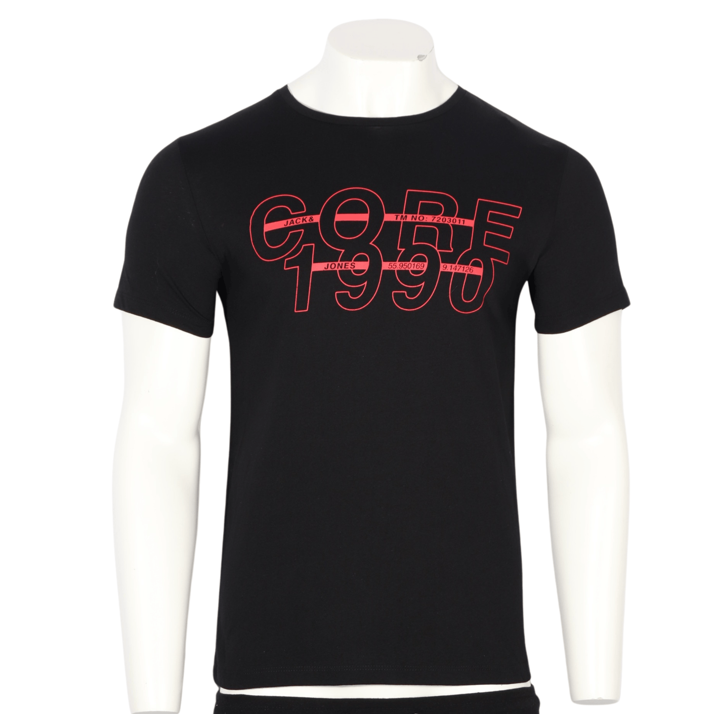 JACK & JONES Mens Tops S / Black JACK & JONES - Cotton U-neck T-Shit
