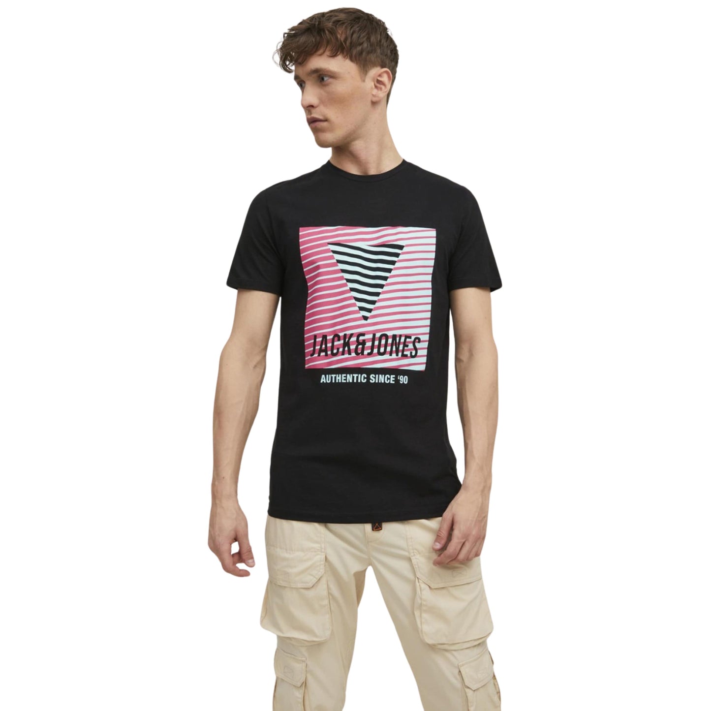 JACK & JONES Mens Tops M / Black JACK & JONES - T-Shirt 'BOOSTER'