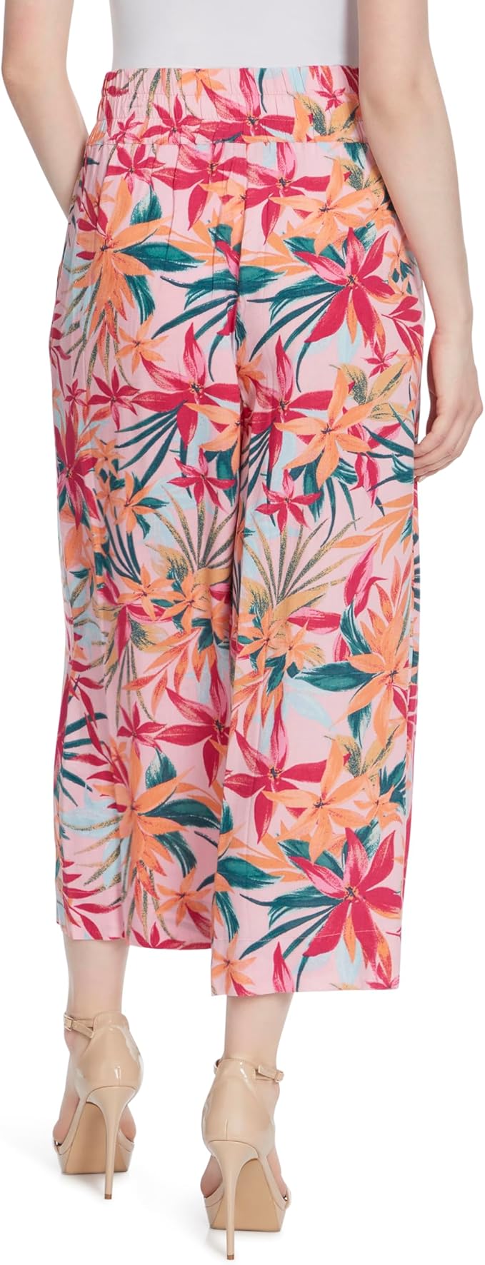 JESSICA SIMPSON Womens Bottoms XL / Multi-Color JESSICA SIMPSON - Pull on Elastic Waist Cropped Floral Wide Leg