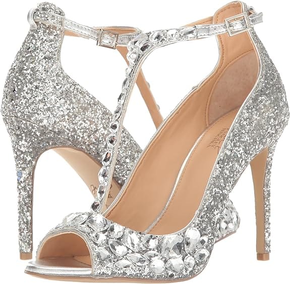 JEWEL BADGLEY Womens Shoes 38.5 / Silver JEWEL BADGLEY -Mischka Conroy Glitter