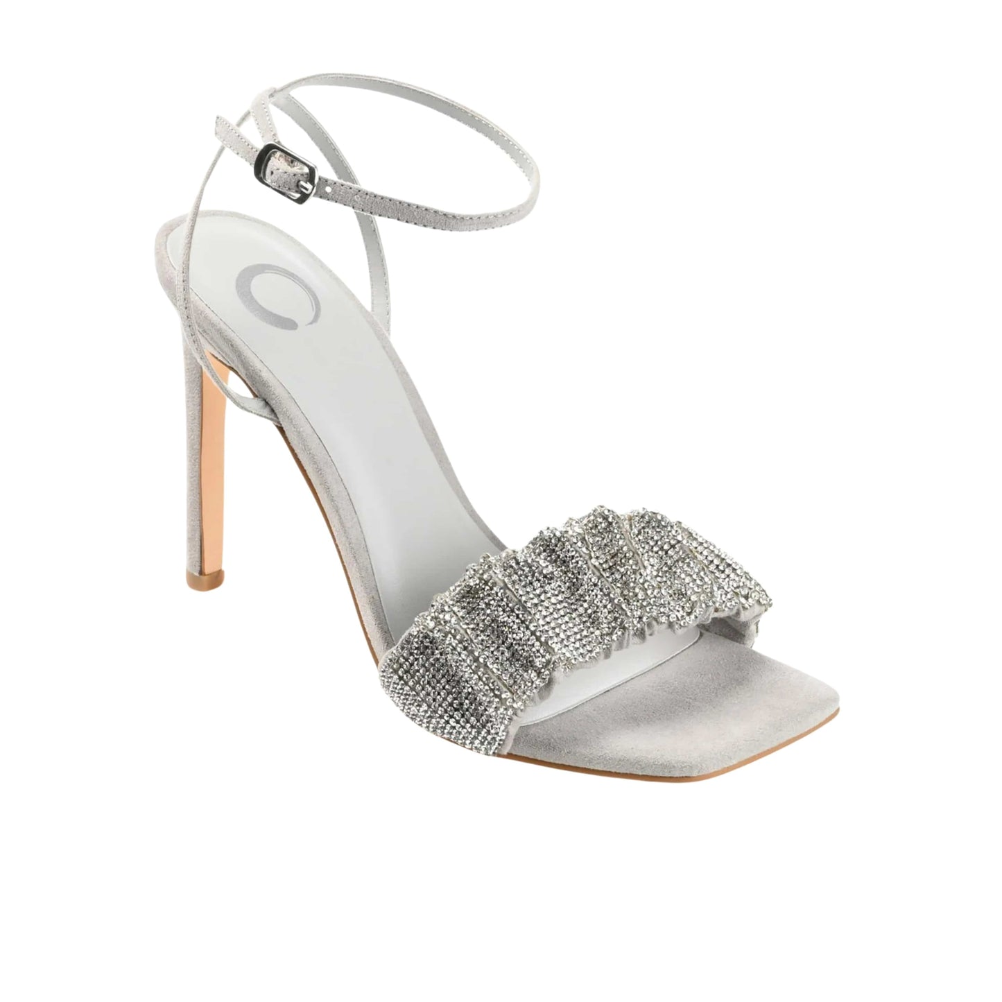 JOURNEE COLLECTION Womens Shoes 36.5 / Silver JOURNEE COLLECTION - Embellished Faux Leather Heels