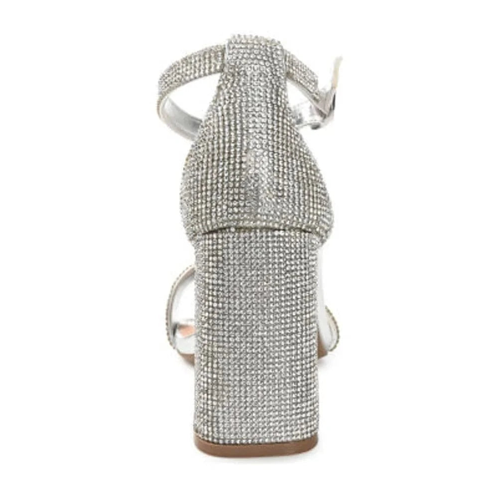 JOURNEE COLLECTION Womens Shoes 40 / Silver JOURNEE COLLECTION - Open Toe High Block Heel Pumps