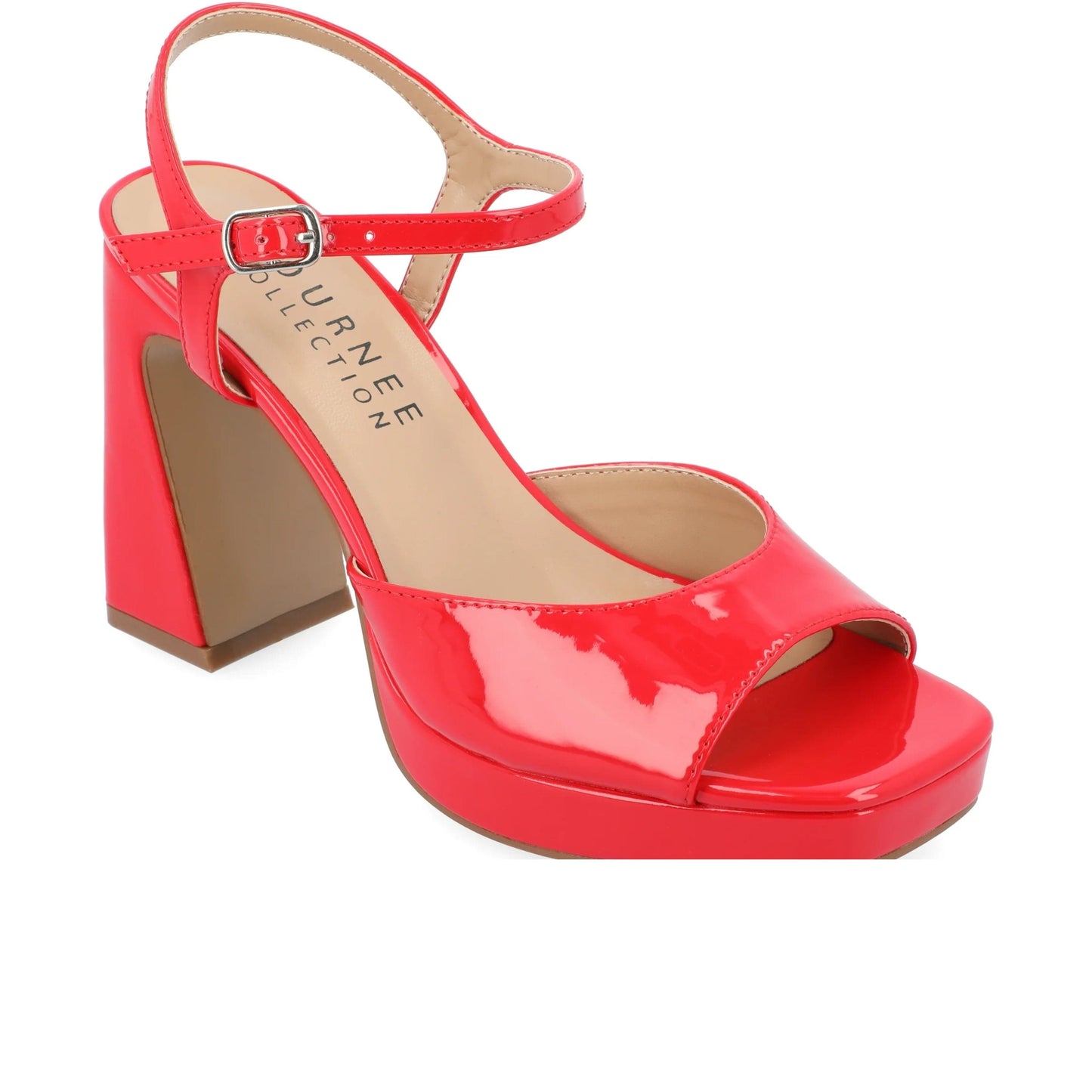 JOURNEE COLLECTION Womens Shoes 37.5 / Red JOURNEE COLLECTION - Vegan Leather Ankle Strap Platform Dress Sandals