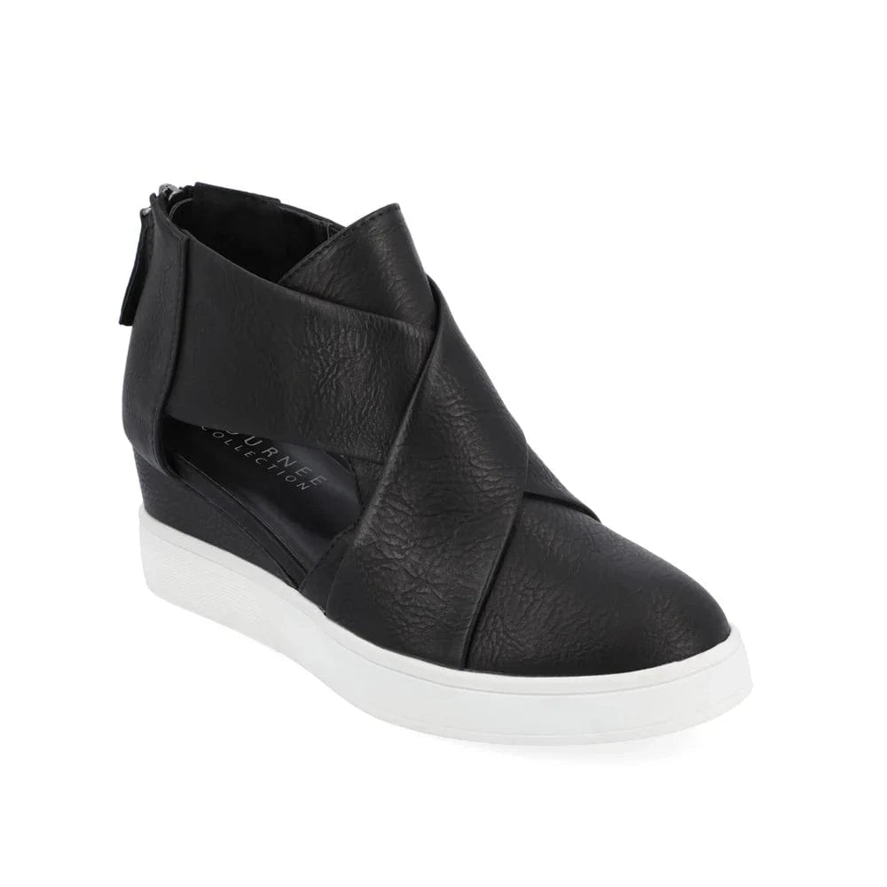 JOURNEE COLLECTION Womens Shoes 38.5 / Black JOURNEE COLLECTION - Wedge Sneakers In Faux Leather