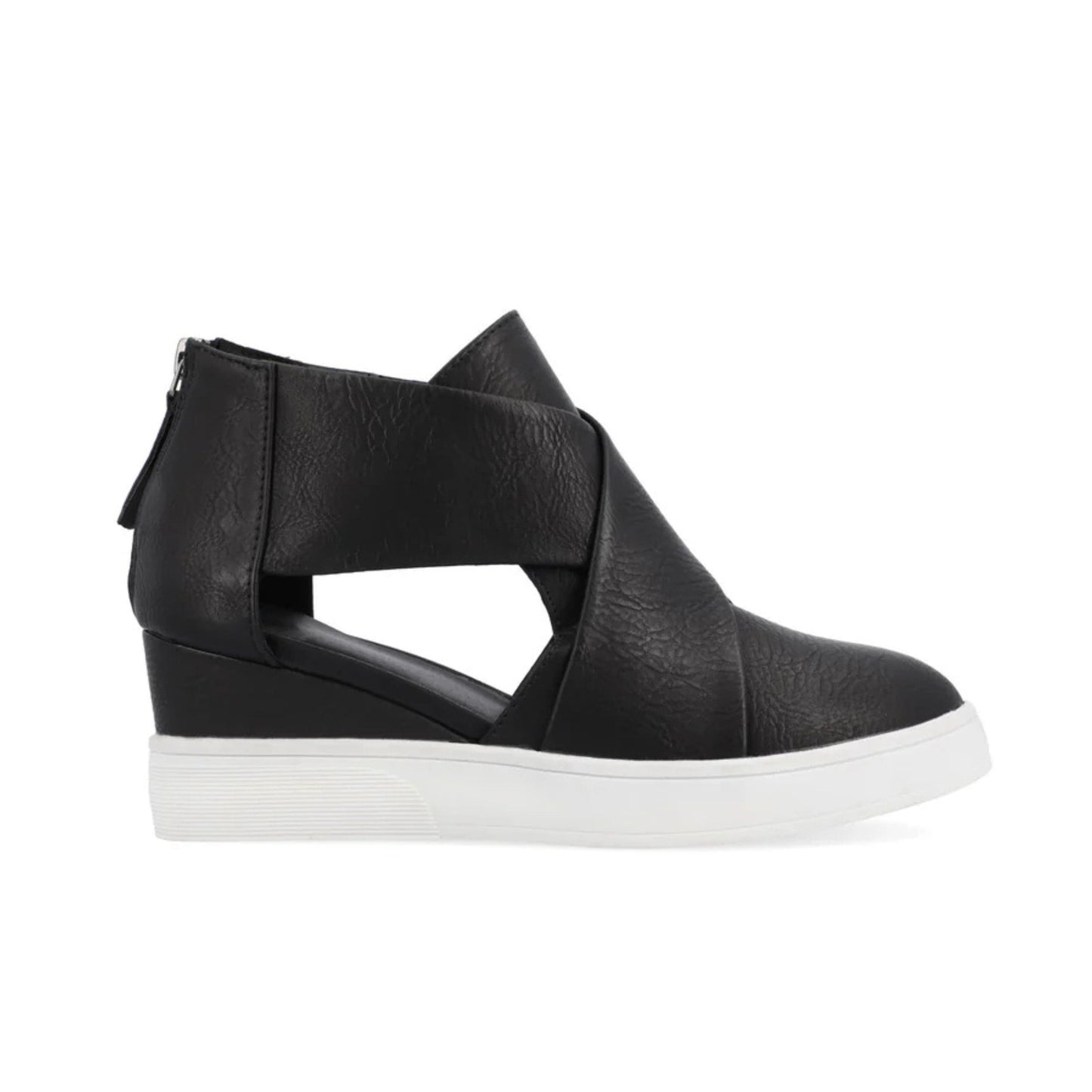 JOURNEE COLLECTION Womens Shoes 38.5 / Black JOURNEE COLLECTION - Wedge Sneakers In Faux Leather