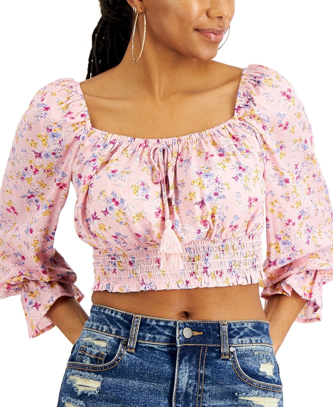 KINGSTON GREY Womens Tops M / Multi-Color KINGSTON GREY - Floral-Print Peasant Blouse