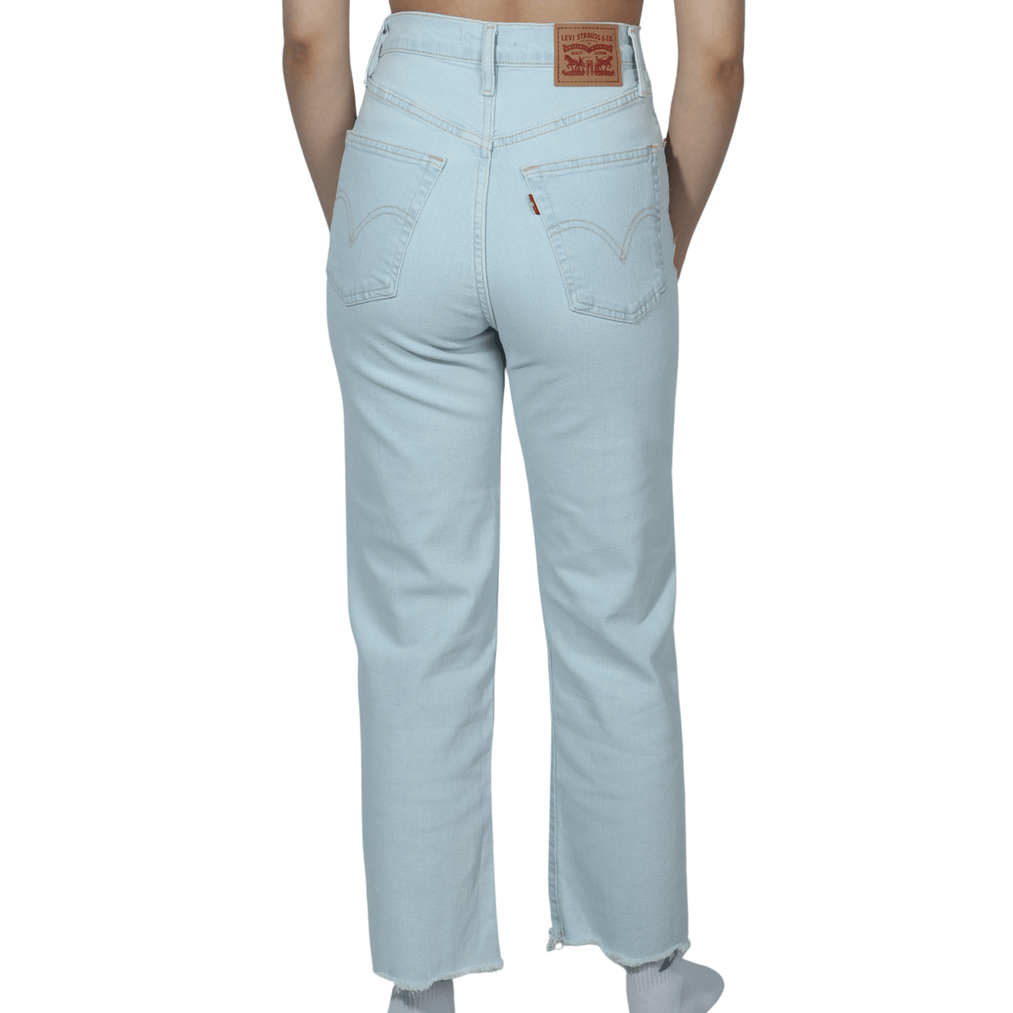 LEVI'S Womens Bottoms S / Light blue / 27 LEVI'S - Simple distressed hem leg denim pants