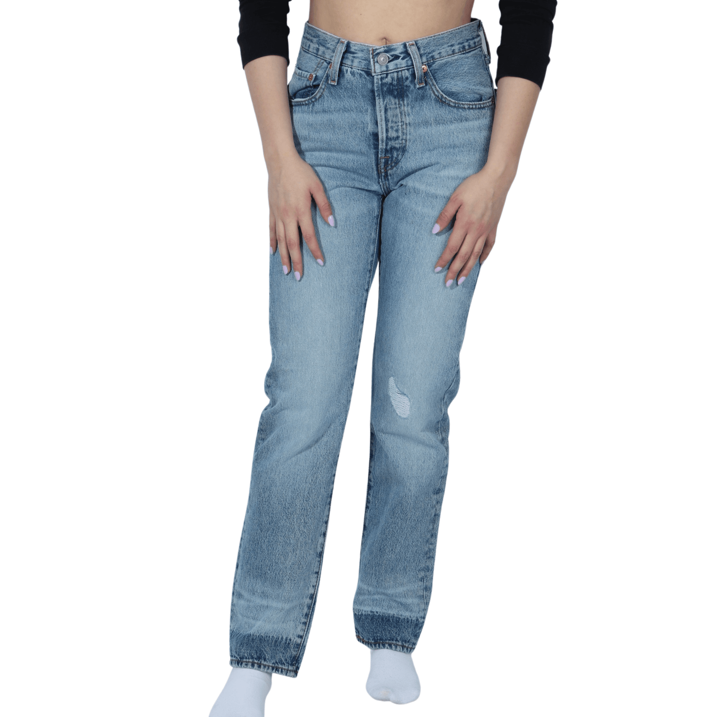 LEVI'S Womens Bottoms LEVI'S - Straight leg cotton ribcage denim