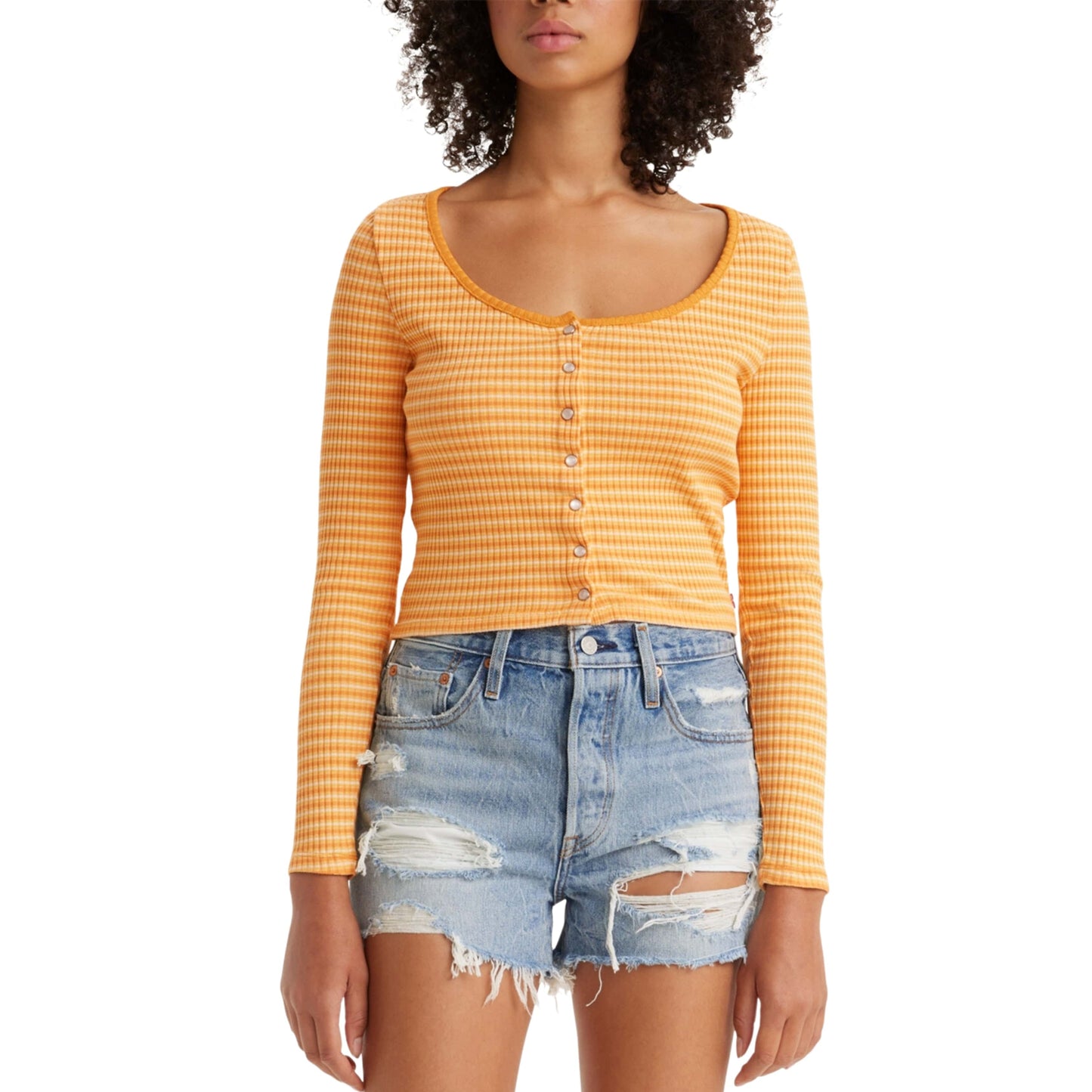 LEVI'S Womens Tops M / Multi-Color LEVI'S - Britt Slim Fit Long-Sleeve Snap-Front Top