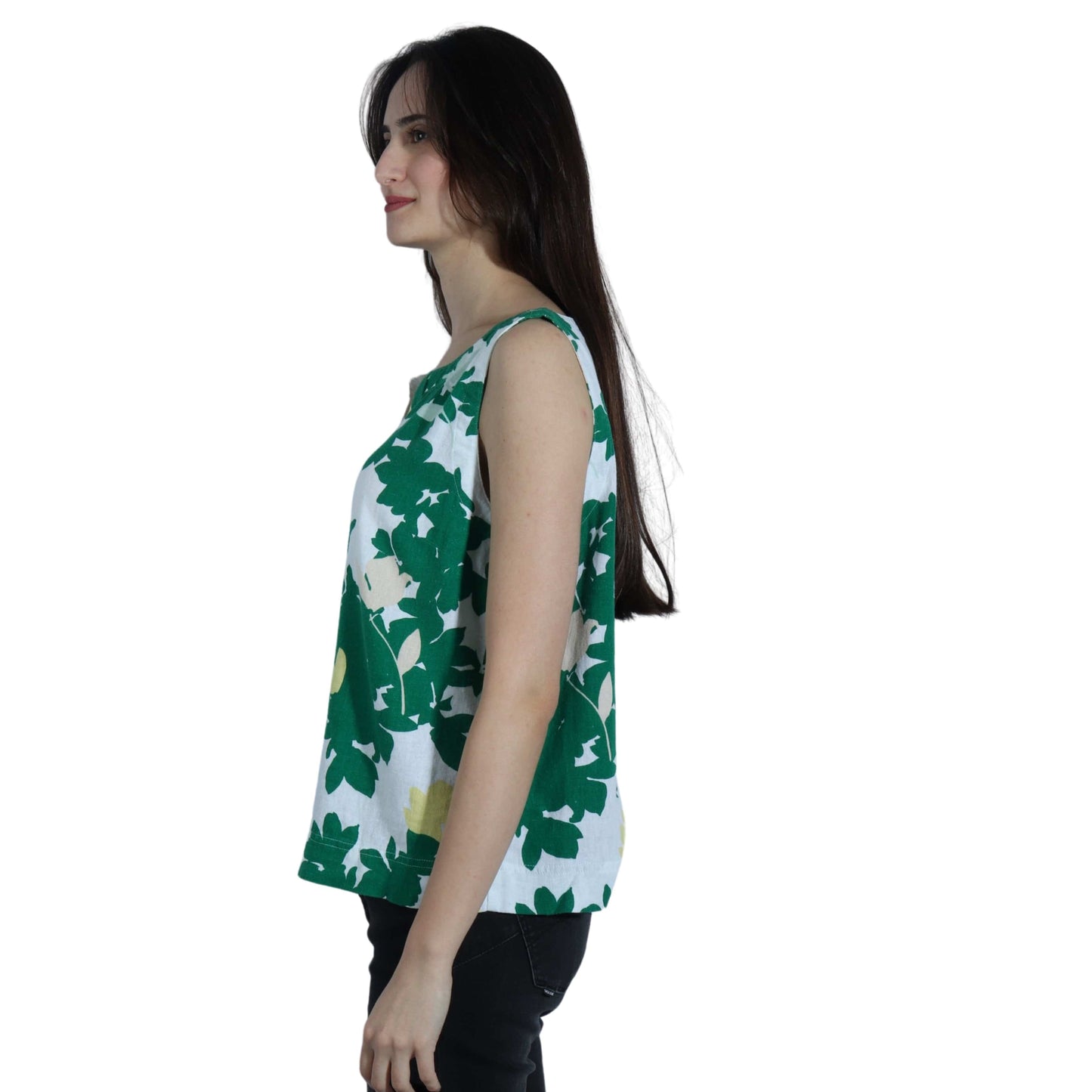 LIZ CLAIBORNE Womens Tops S / Multi-Color LIZ CLAIBORNE - Split Crew Neck Sleeveless T-Shirt