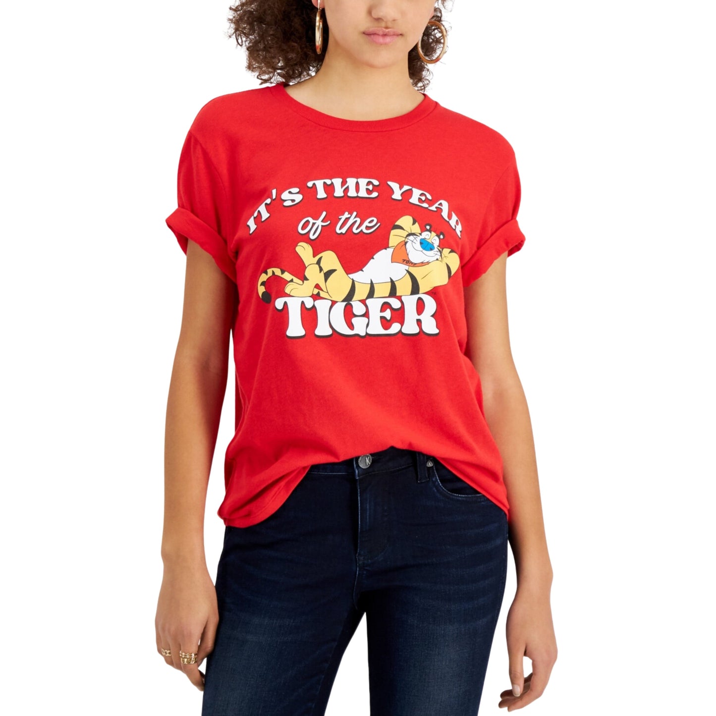 LOVE TRIBE Womens Tops XS / Red LOVE TRIBE - Year of the Tiger Graphic-Print T-Shirt