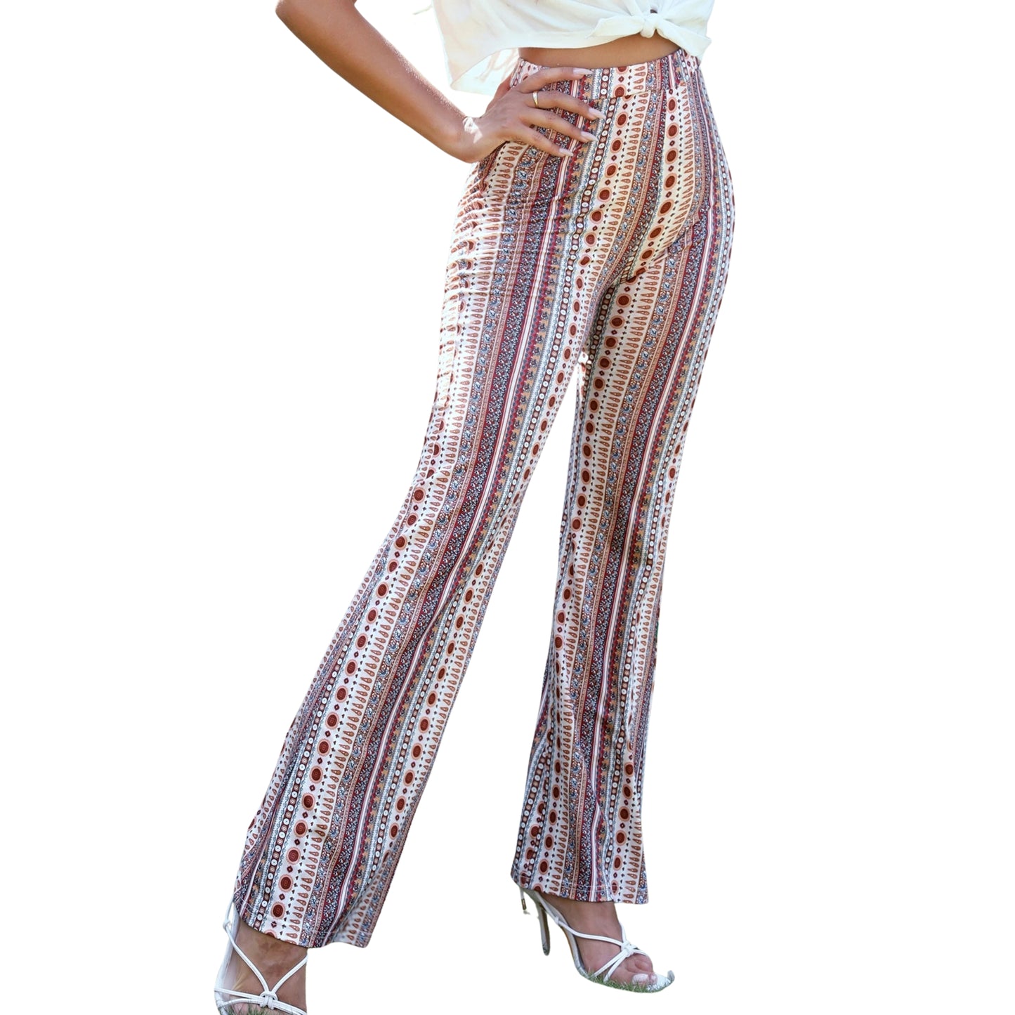 SHEIN - Geometric Print Wide Leg Pants