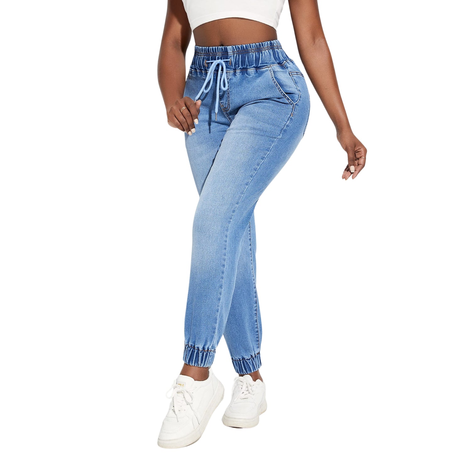 SHEIN - SXY High Waist Drawstring Jeans