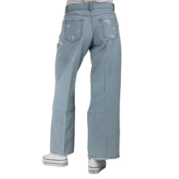 INDIGO REIN - Distressed Wide-Leg Jeans