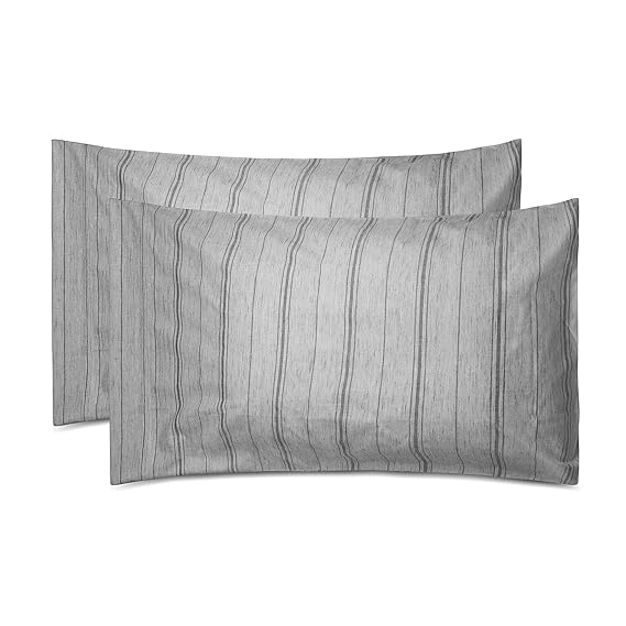 MACARON Sheet Sets Full / Grey MACARON - Printed Pattern Peached Cotton Percale Melange Sheet Set Minimal