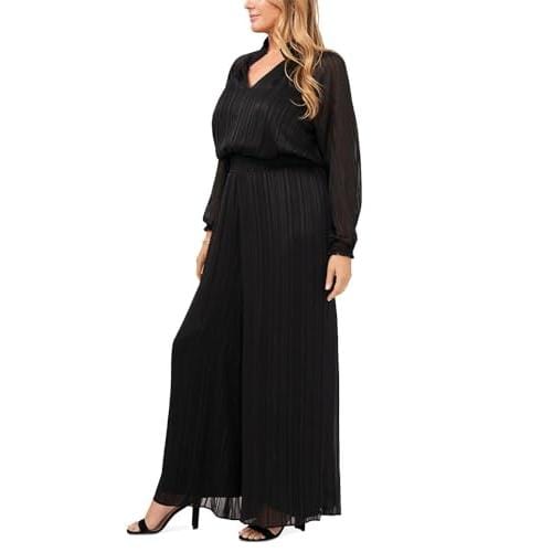 MSK Womens Overall XXXL / Black MSK - Wide Leg V-Neck Jumpsuit