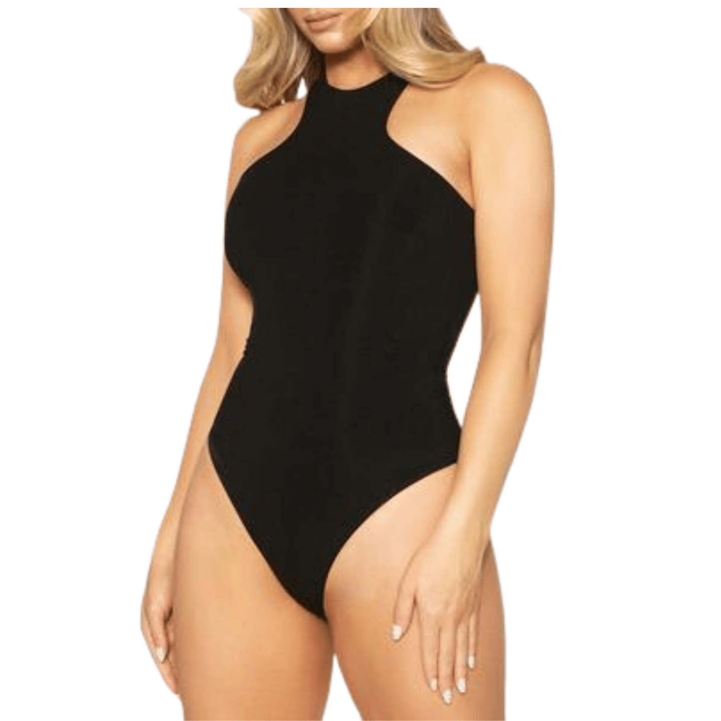 NAKED WARDROBE Womens Tops XS / Black NAKED WARDROBE - Knit Ribbed Bodysuit