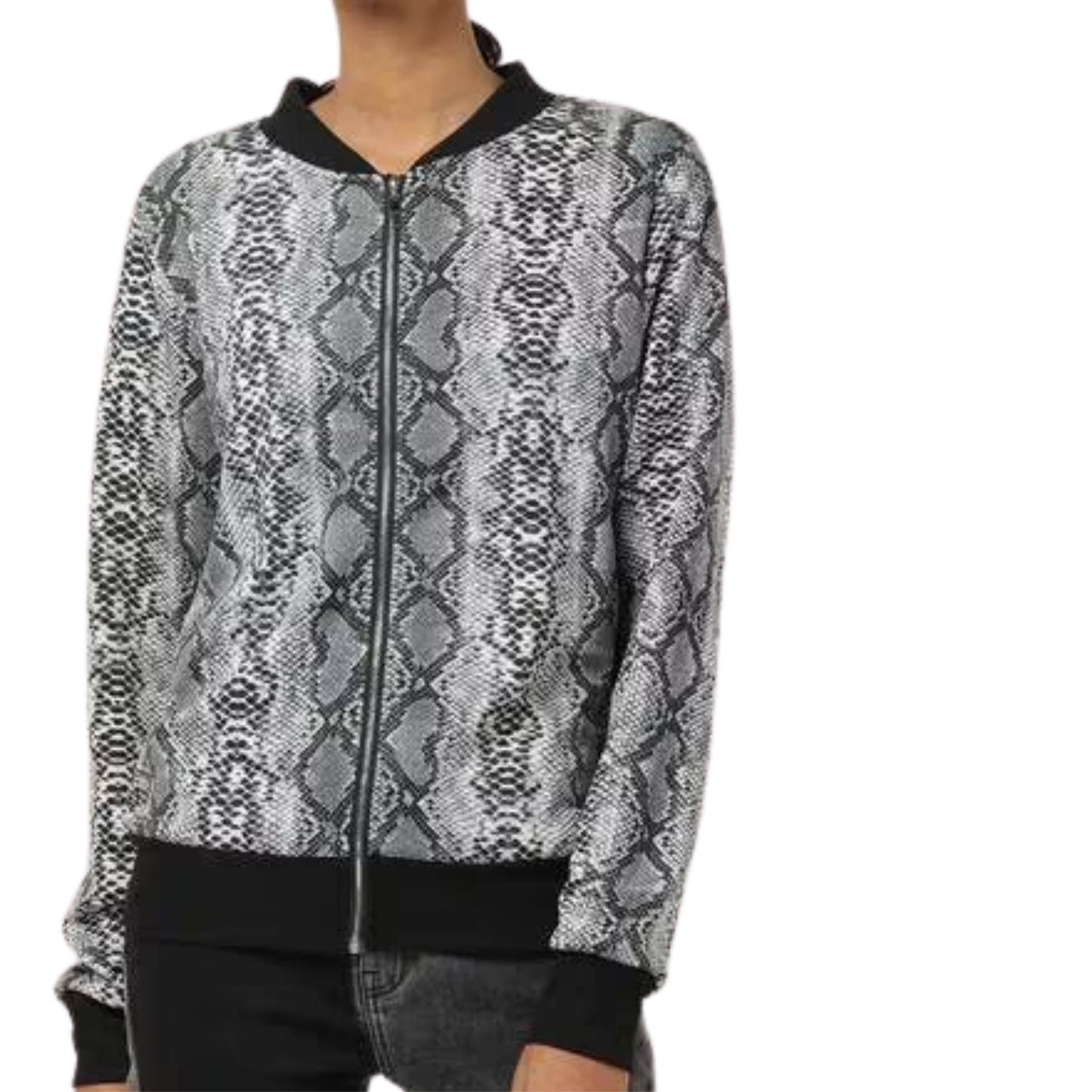 NEW COLLECTION Womens Jackets M / Multi-Color NEW COLLECTION - Reptilian Print Bomber Jacket