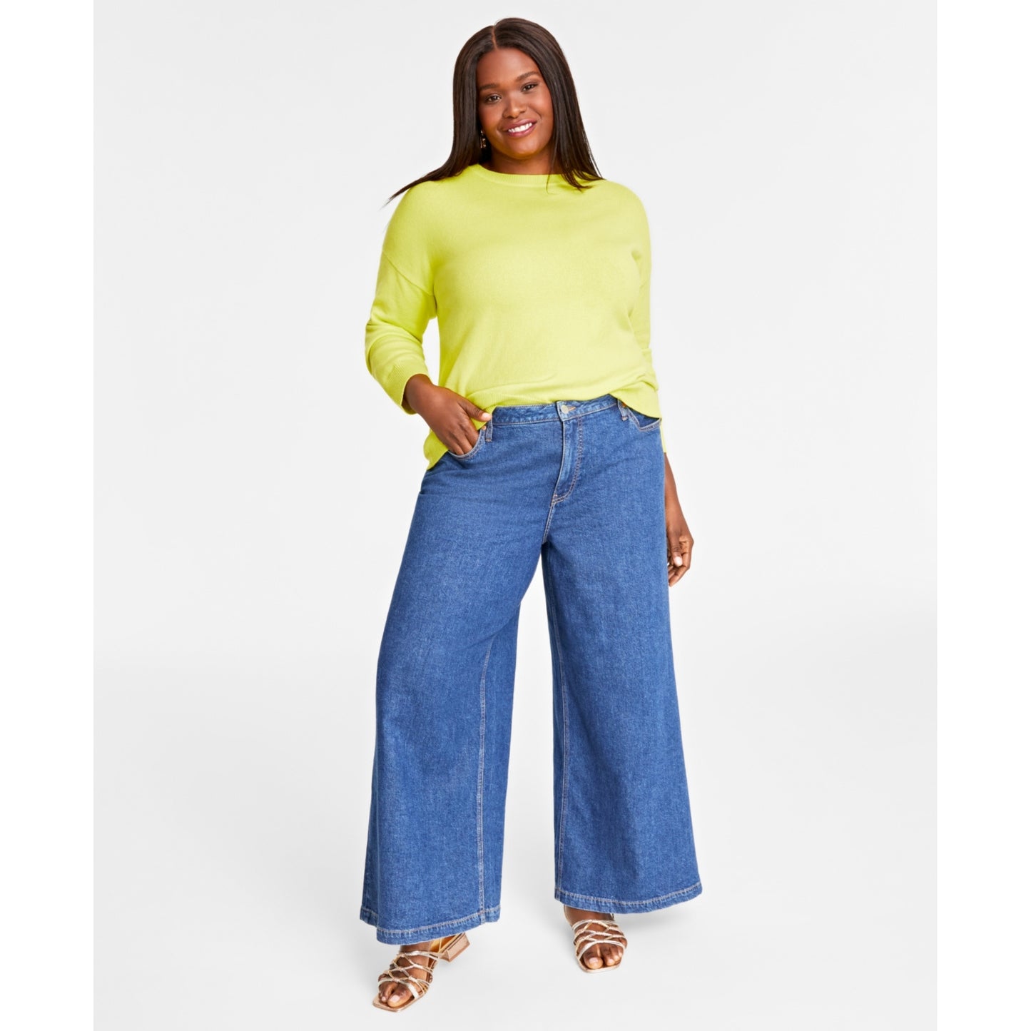 ON - Solid wide leg Cotton denim jeans