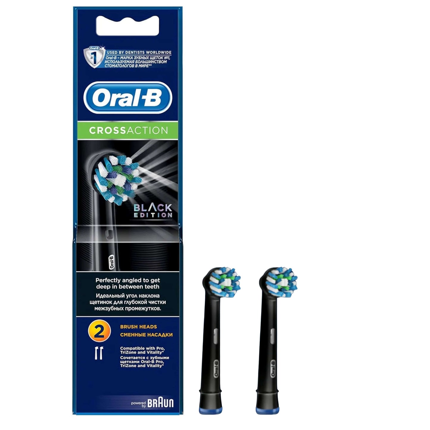 ORAL-B Oral Hygiene ORAL-B - BR EB50BRB 2 Cross Action Replacement Heads Black