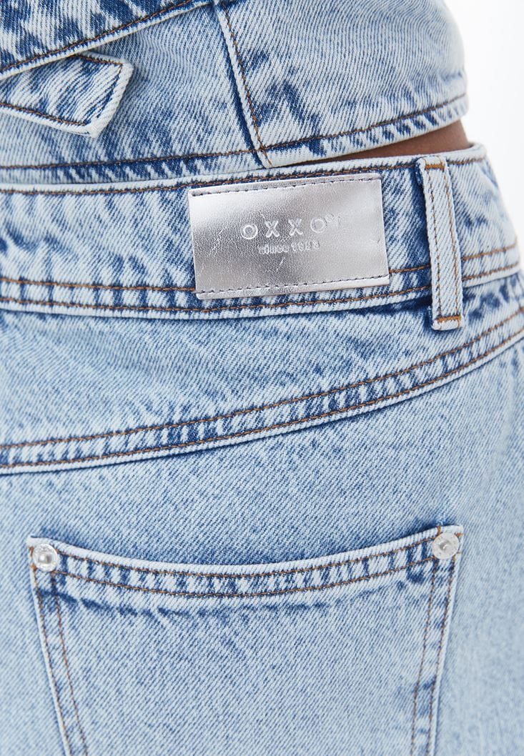 OXXO Womens Bottoms XS / Blue OXXO - High Rise Long Denim Skirt