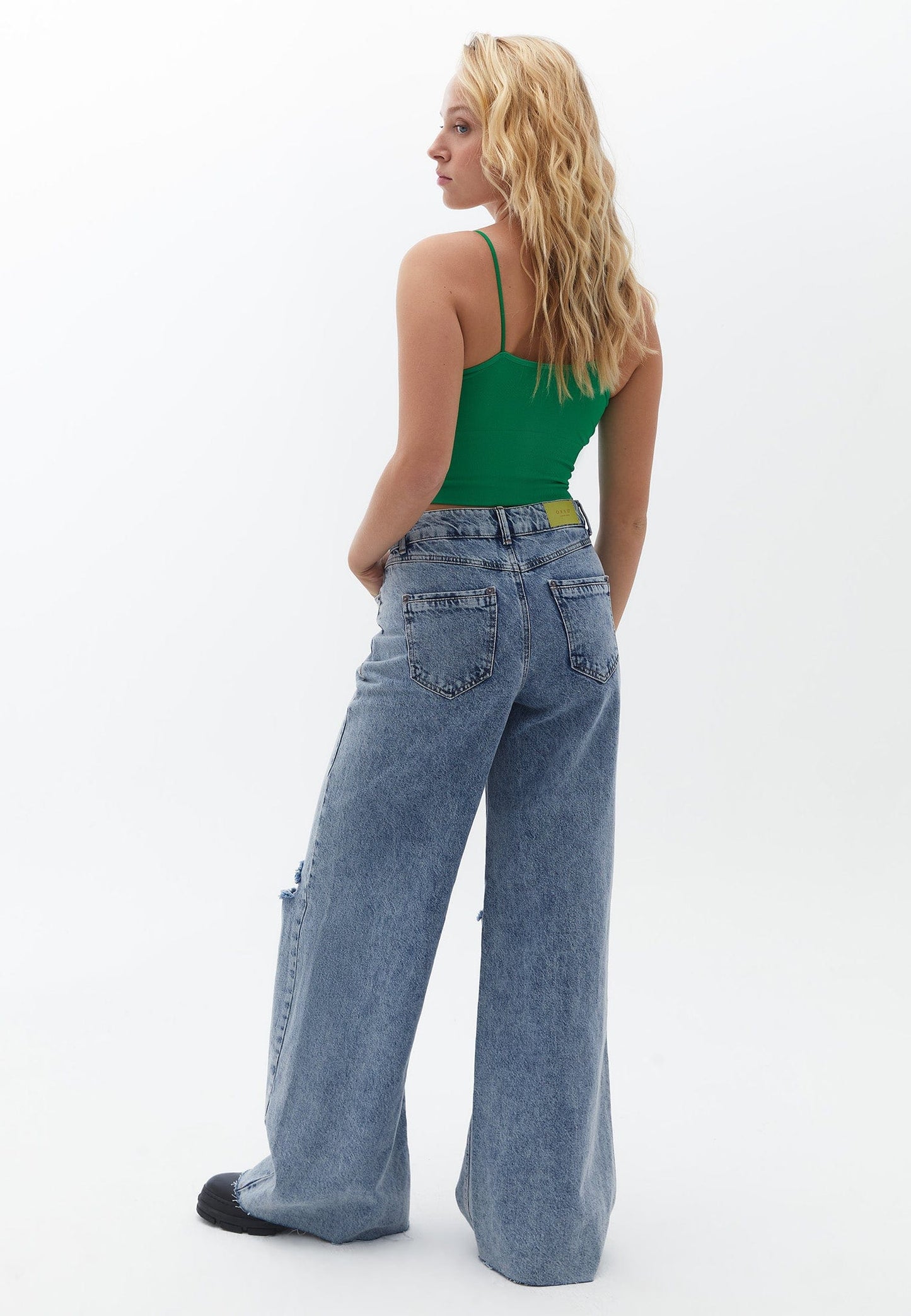 OXXO Womens Bottoms M / Blue / 29 OXXO - High Waist Baggy-Fit Trousers