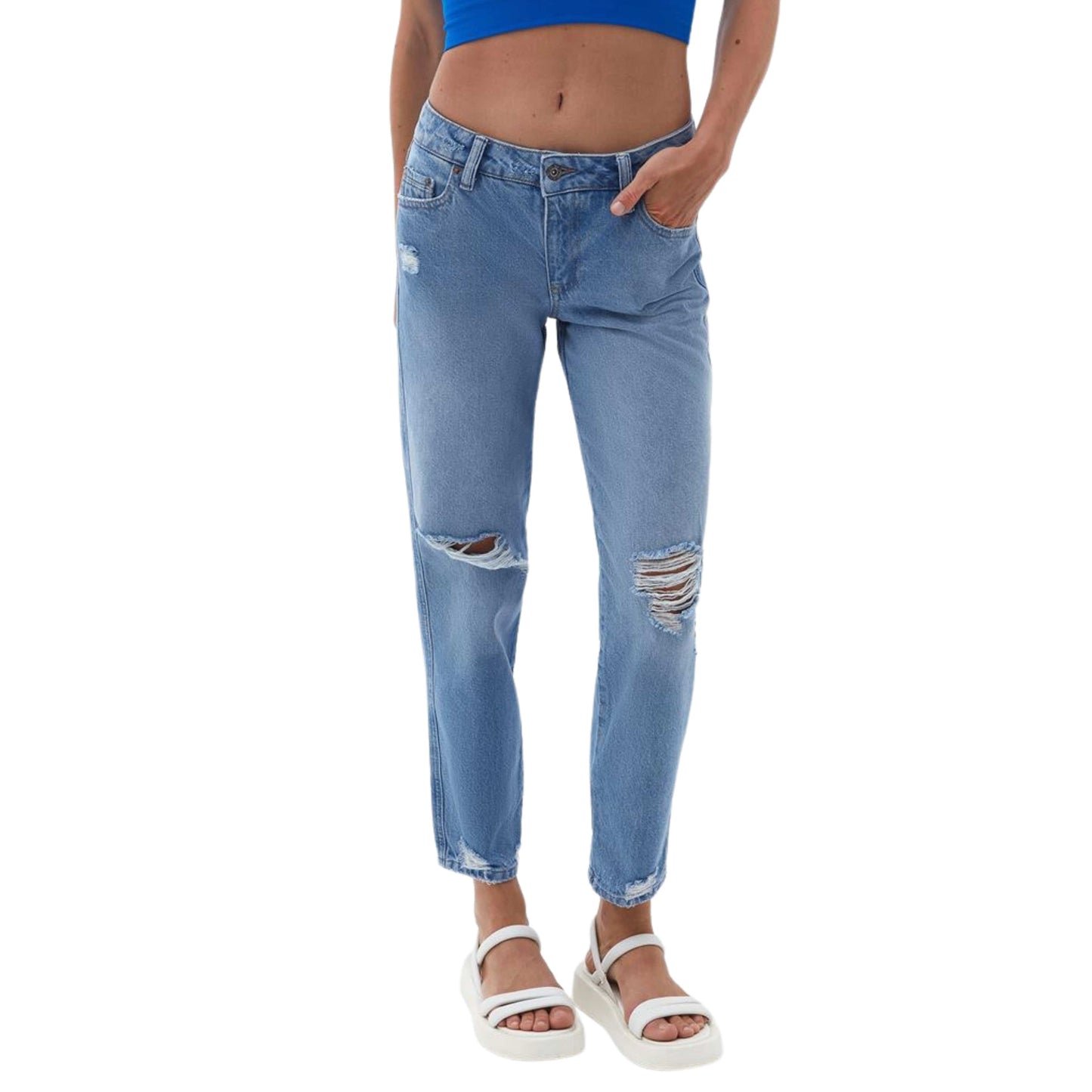 OXXO Womens Bottoms OXXO - Low Waist Slim-Fit Trousers