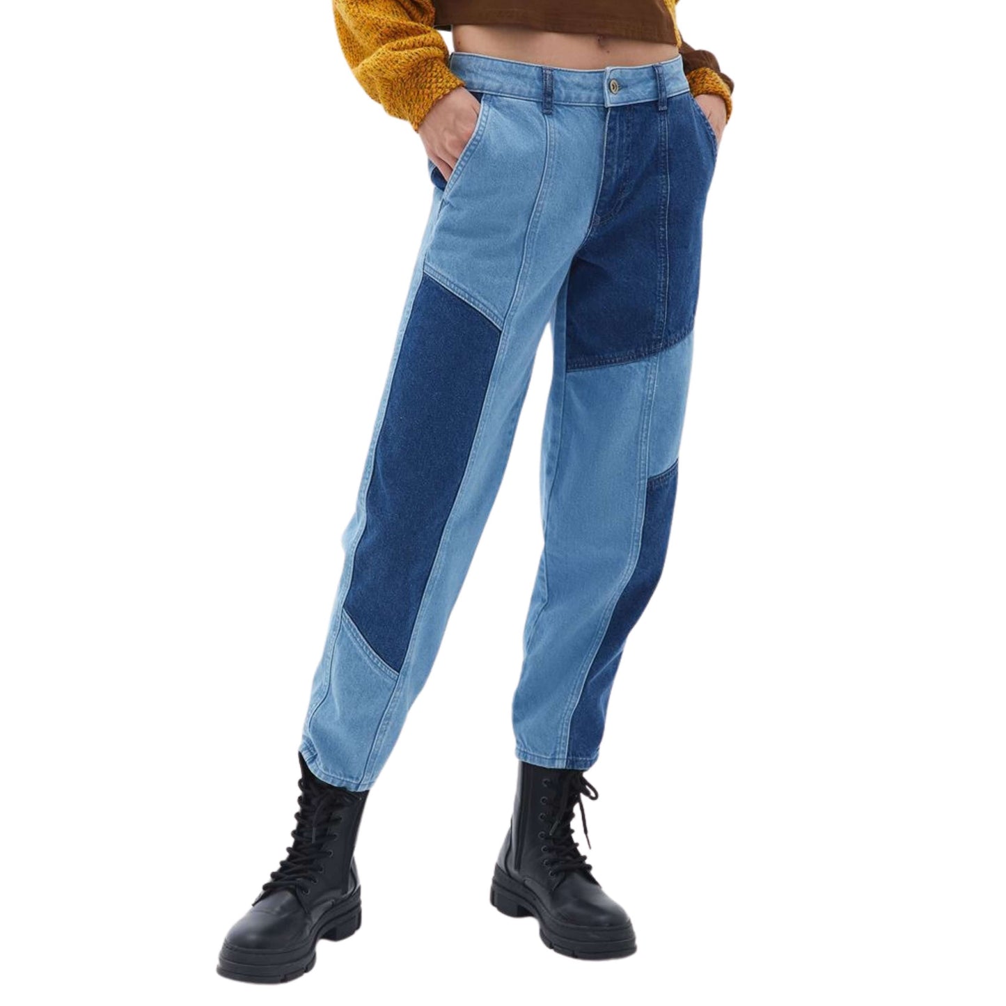 OXXO Womens Bottoms OXXO - Mid Waist Slouchy-Fit Denim
