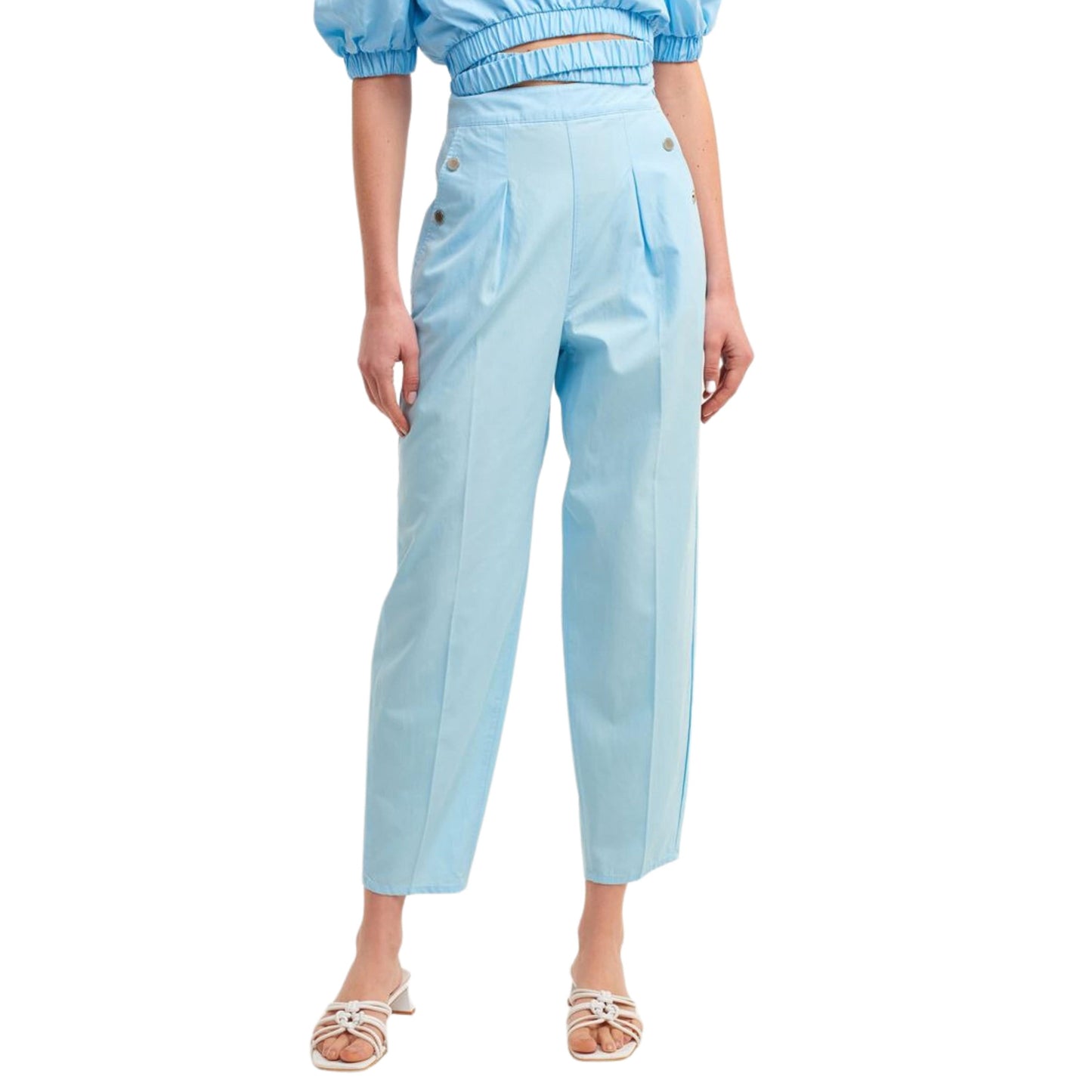 OXXO Womens Bottoms S / Blue / 38 OXXO - Pocketed and Pleated Loose Pants
