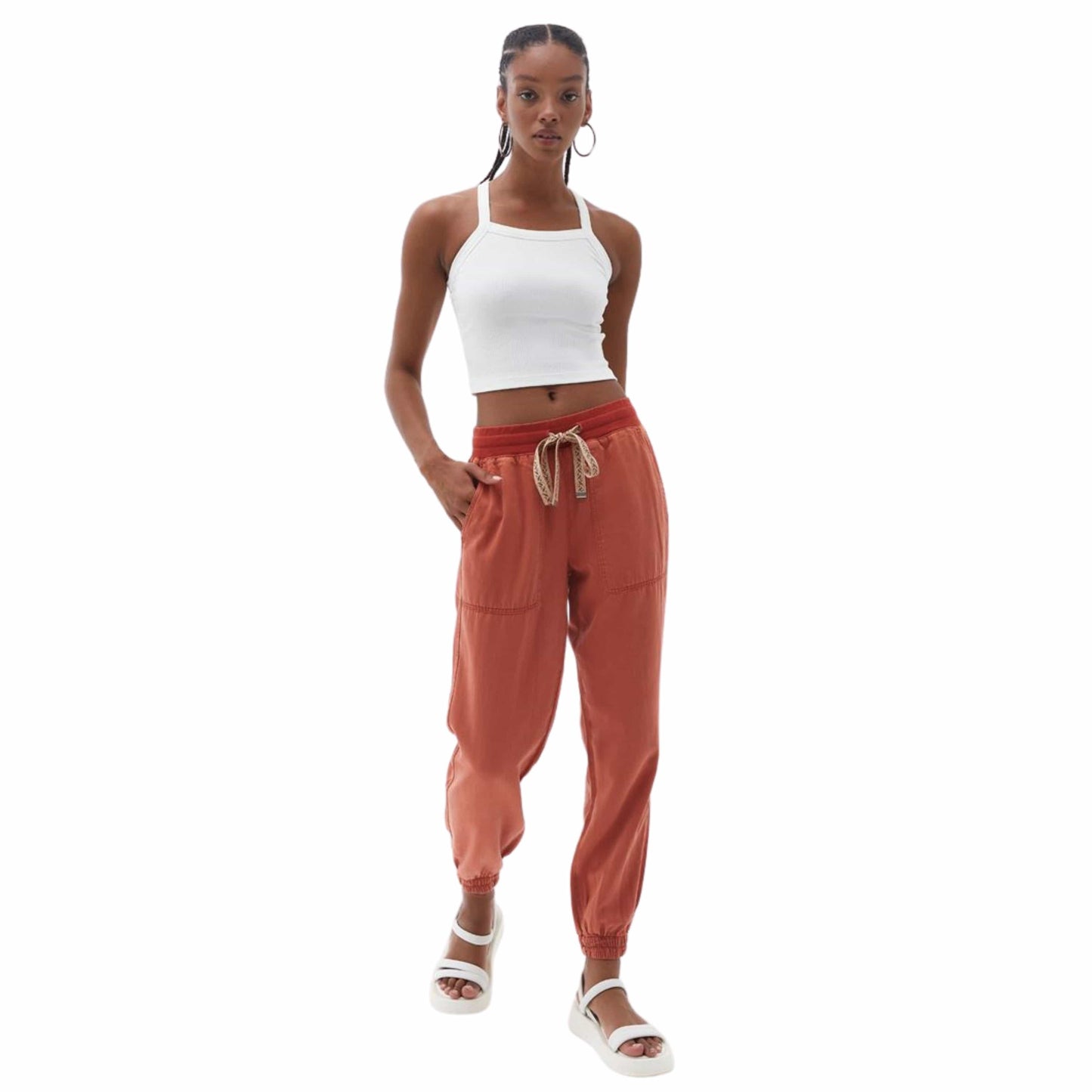 OXXO Womens Bottoms OXXO - Soft touch Detailed drawstring jogger pants